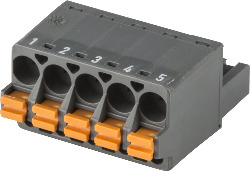 B&R B&R 0TB2105.9110 The single-row 5-pin terminal block 0TB2105 is used as the connection terminal for fieldbuses among other things. M-CAD (Mechan. Temp