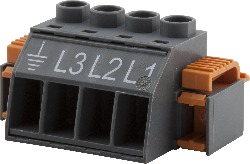 B&R B&R 0TB3104-7022 Accessory terminal block, 4-pin, screw clamp terminal block 6 mm², Labeled L1 L2 L3 PE