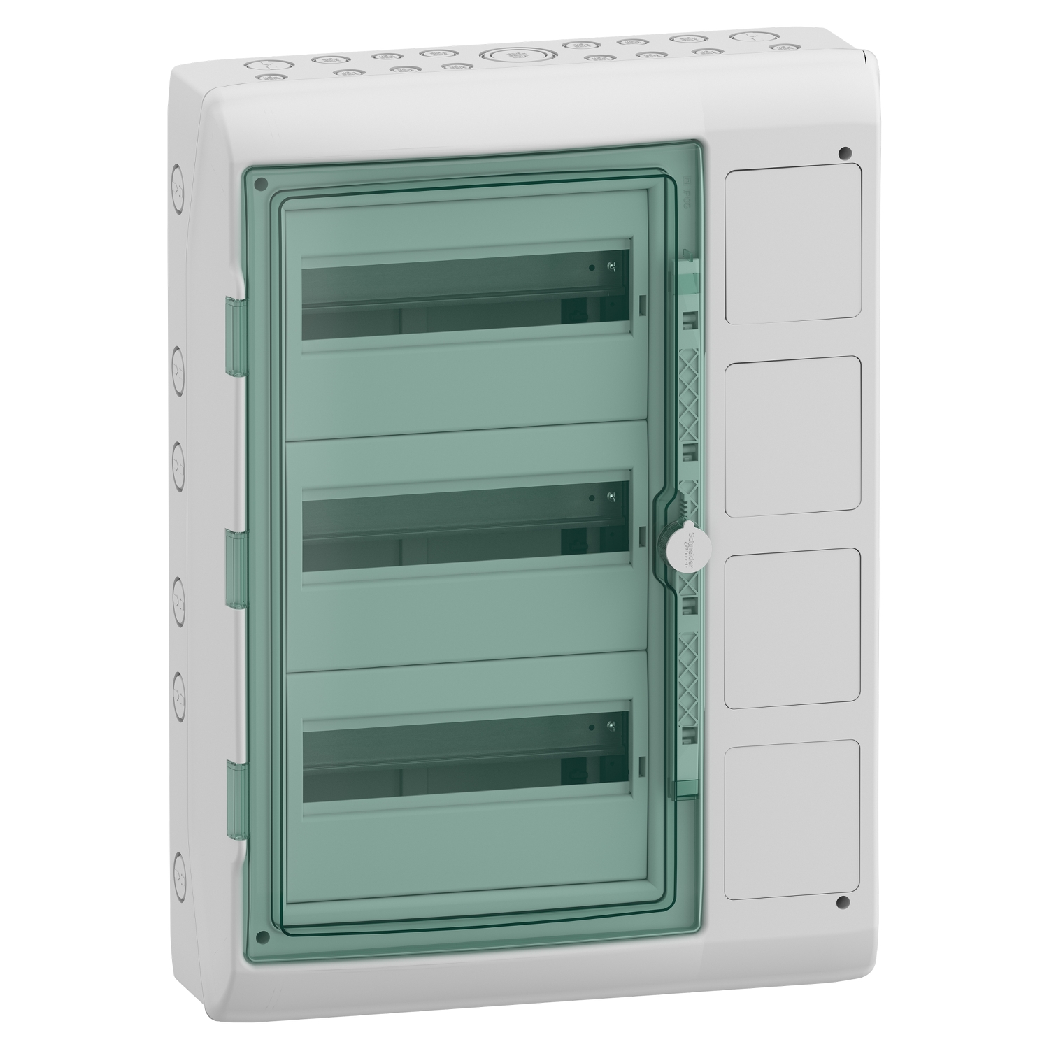 Schneider Electric Schneider Electric 13440 – Enclosure for modular device with interface, Mureva Enclosure, 3x12 mod, 4 open., (W)448mm x(H)610mm, E and N term block