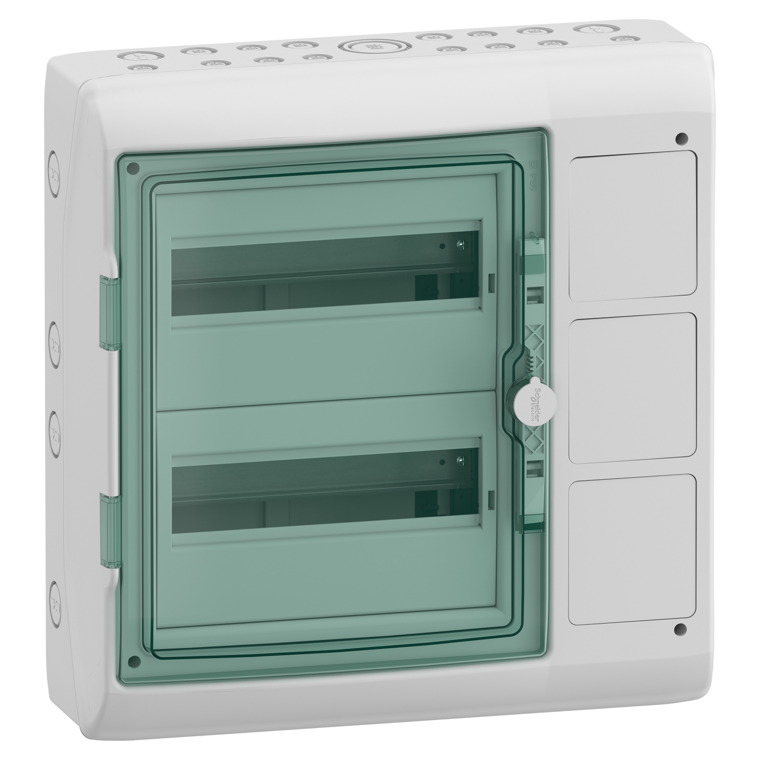 Schneider Electric Schneider Electric 13991 – Enclosure for modular device with interface, Mureva Enclosure, 2x12 mod, 4 open., (W)448mm x(H)460mm, earth term blocks