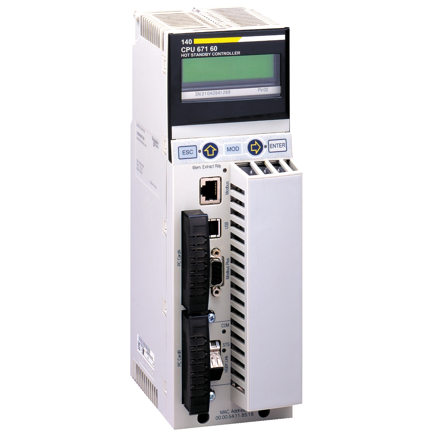 Schneider Electric Schneider Electric 140CPU67160 – Unity Hot Standby processor with multimode Ethernet - 1024 kB - 266 MHz