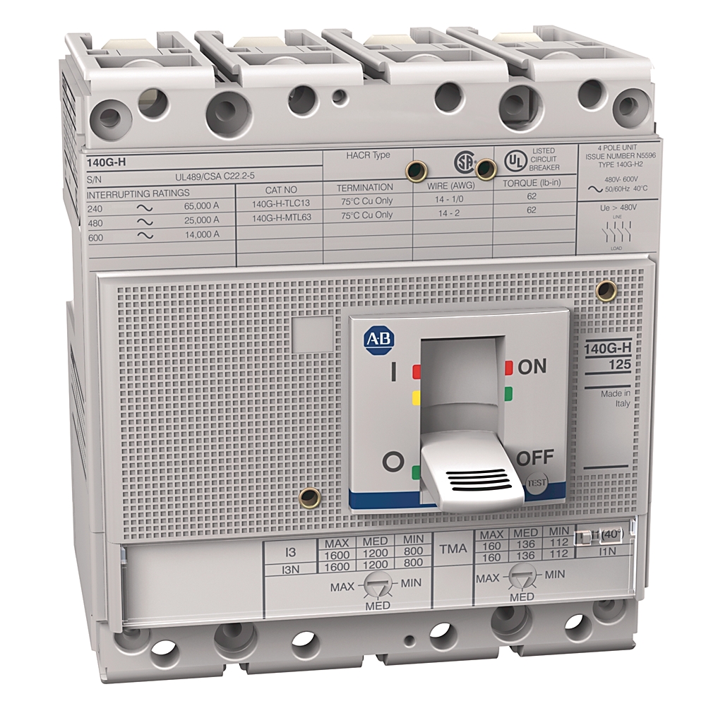 Allen-Bradley Allen-Bradley 140G-H2F4-D10 125A H Frame Molded Case Ckt-Bkr