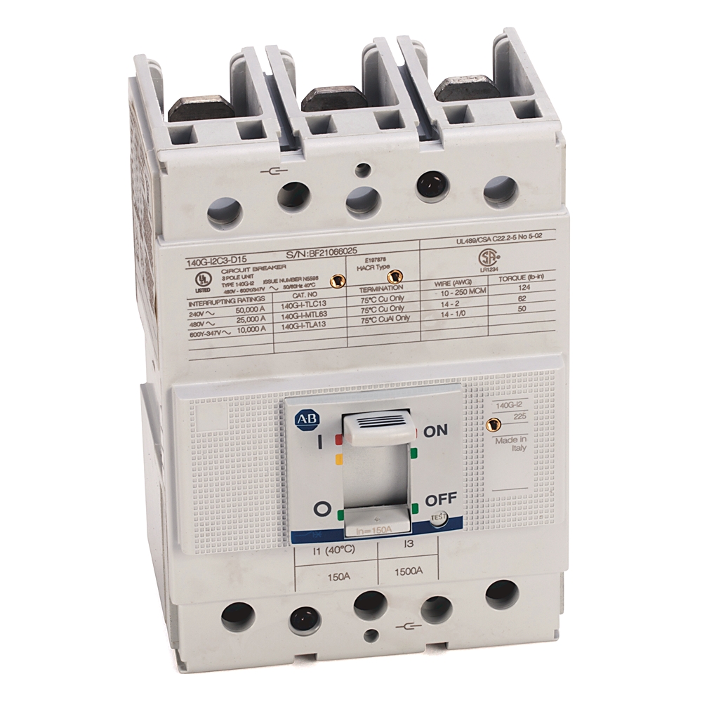 Allen-Bradley Allen-Bradley 140G-I2C3-D12 140G 225A Frame Molded Case Ckt-Bkr