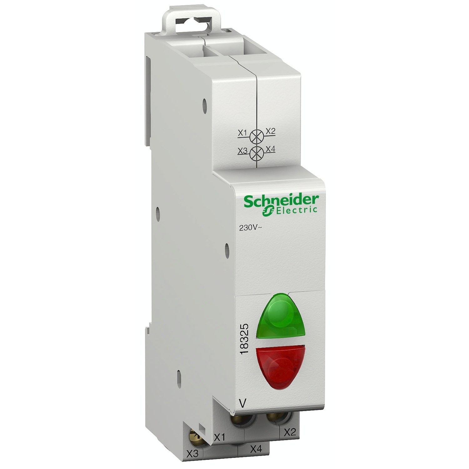 Schneider Electric Schneider Electric 18325 – Modular double pilot light V - integral LED - 1 green and 1 red - 110..230 V