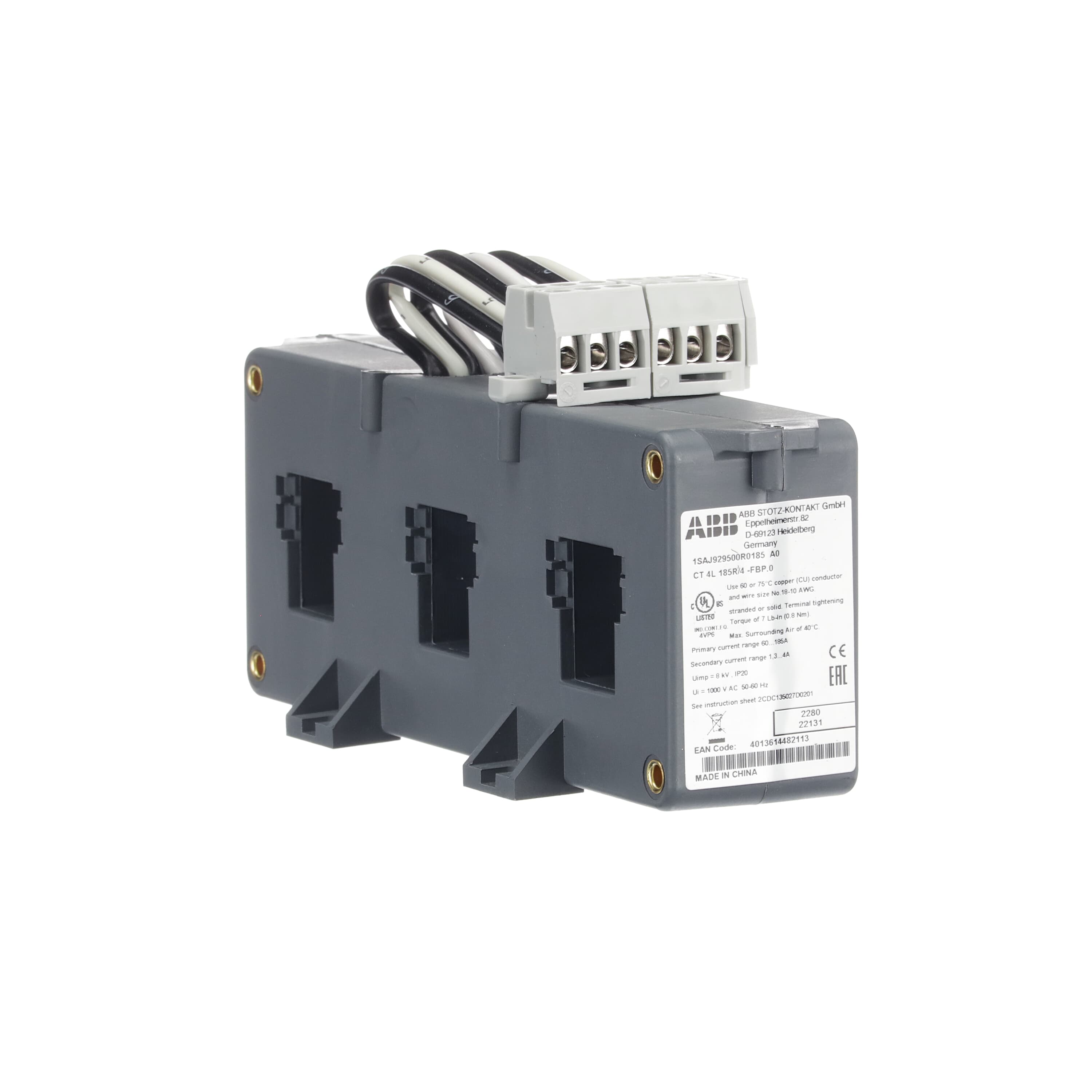 ABB ABB CT4L185R/4 3-Phase Current Transformer Rated nominal current range 60 … 185A