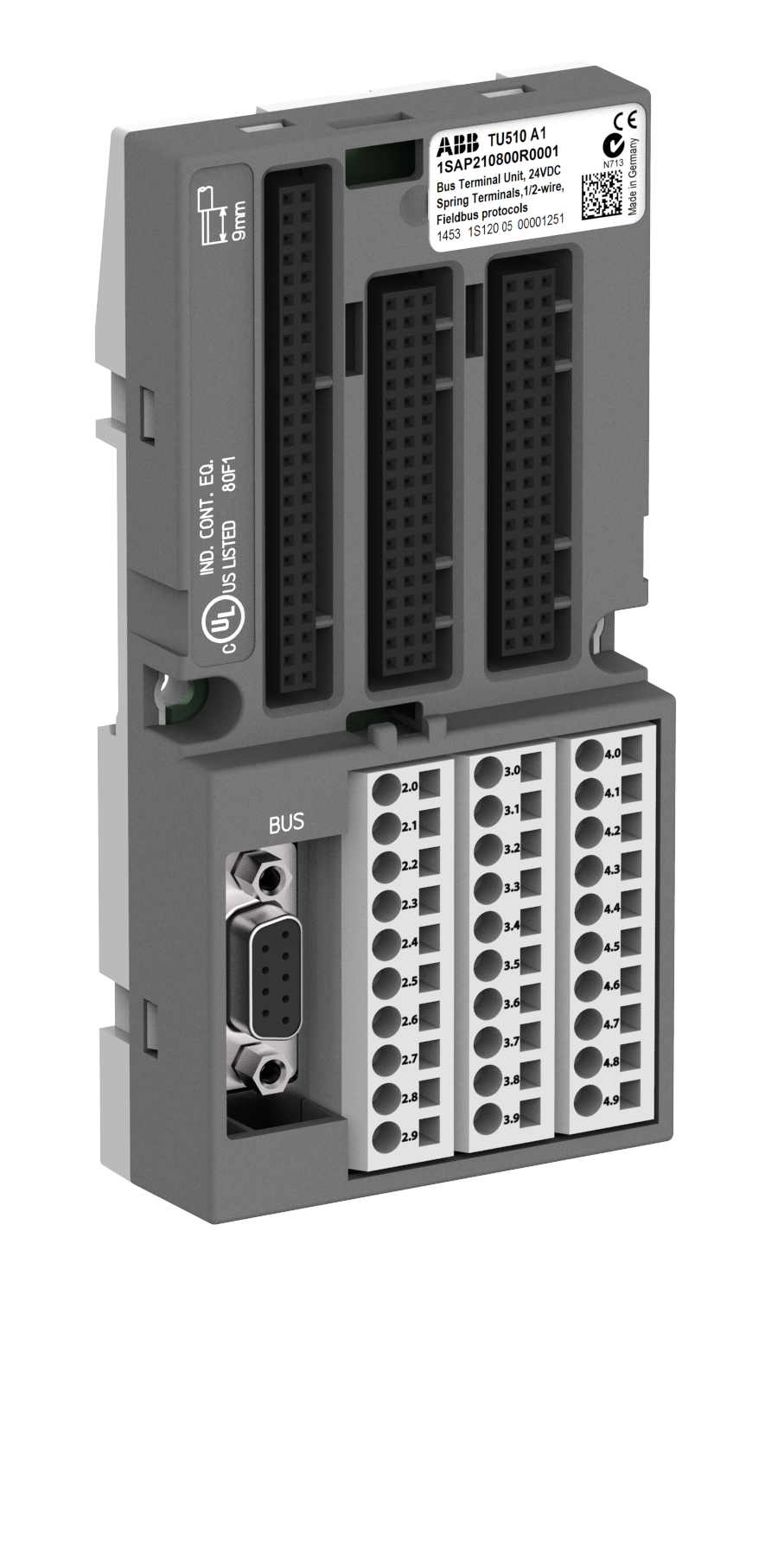 ABB ABB TU510 Interface terminal unit. For serial protocols. Spring terminals. D-Sub 9 connector (TU510)