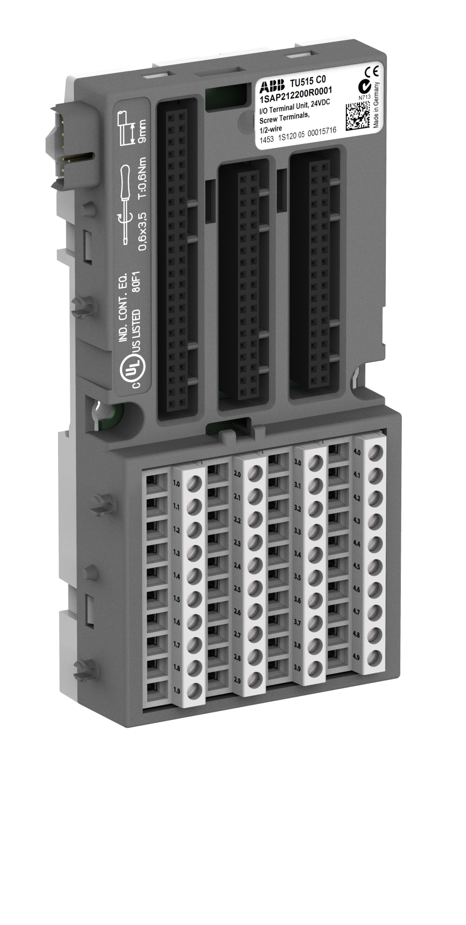 ABB ABB TU515 I/O terminal unit. For analog and 24 VDC digital modules. Screw terminals (TU515)