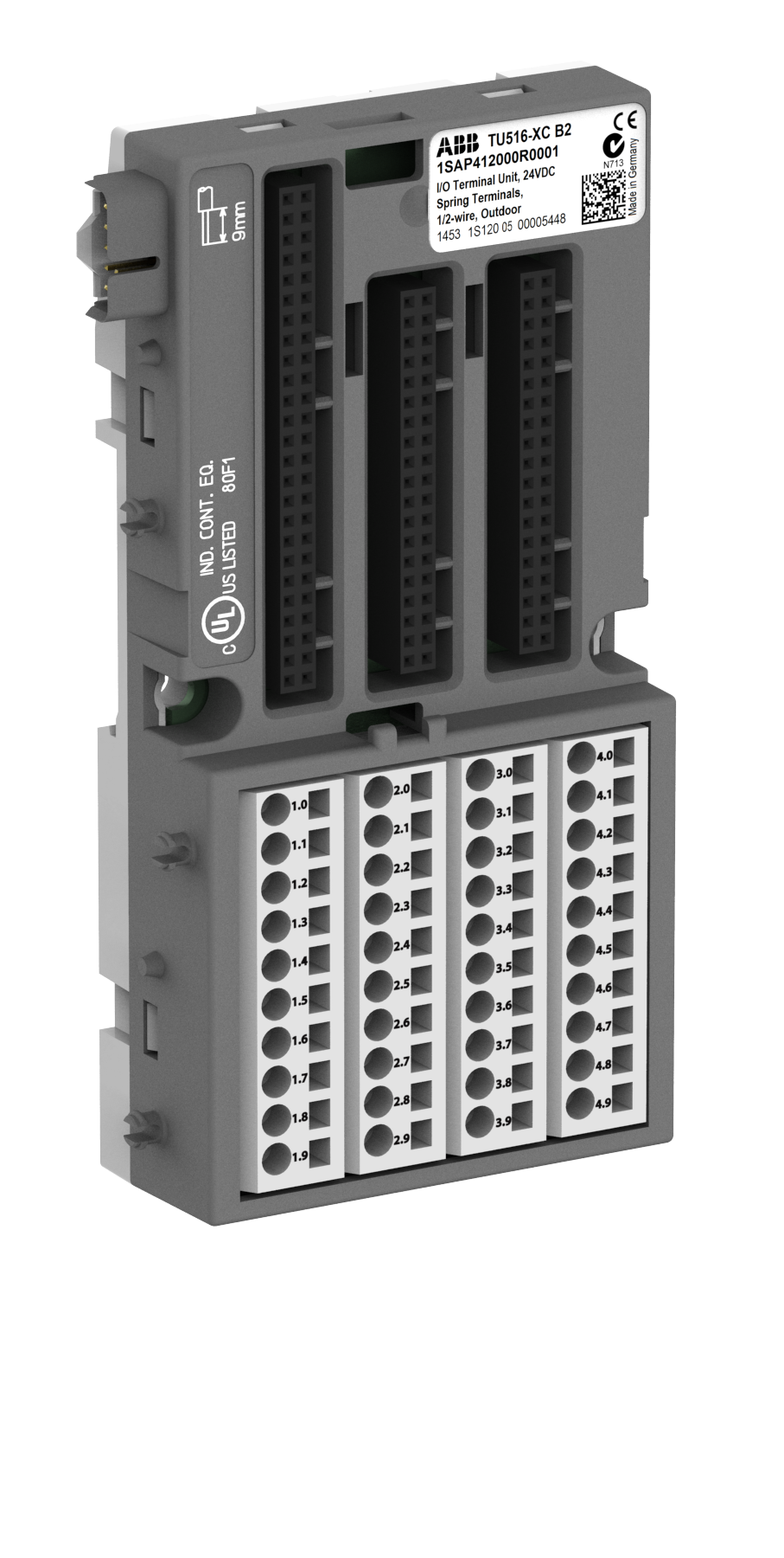ABB ABB TU516-XC I/O terminal unit. For analog and 24 VDC digital modules. Spring terminals (TU516-XC)