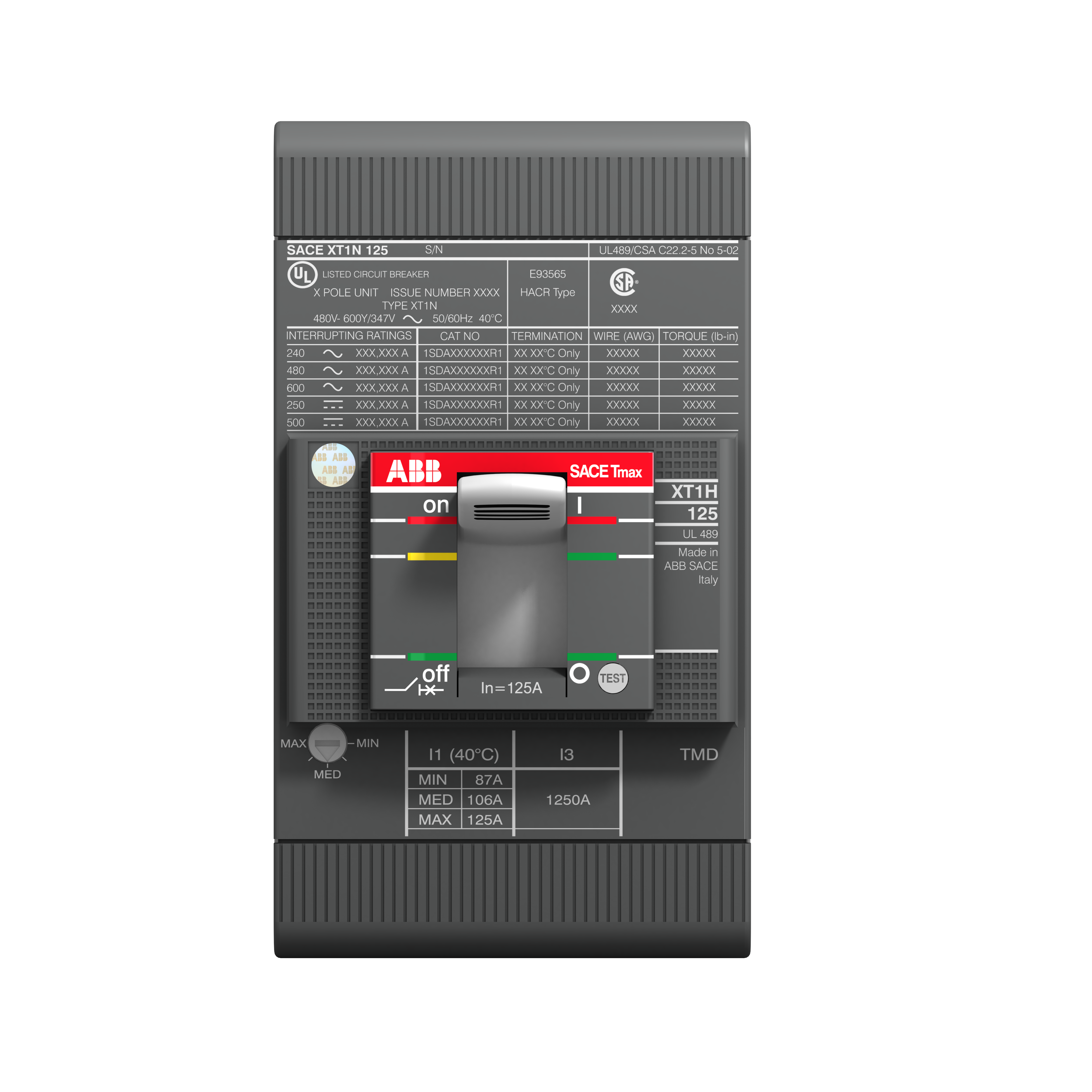 ABB ABB XT1N 125 TMF 70-700 3p F F UL/CSA