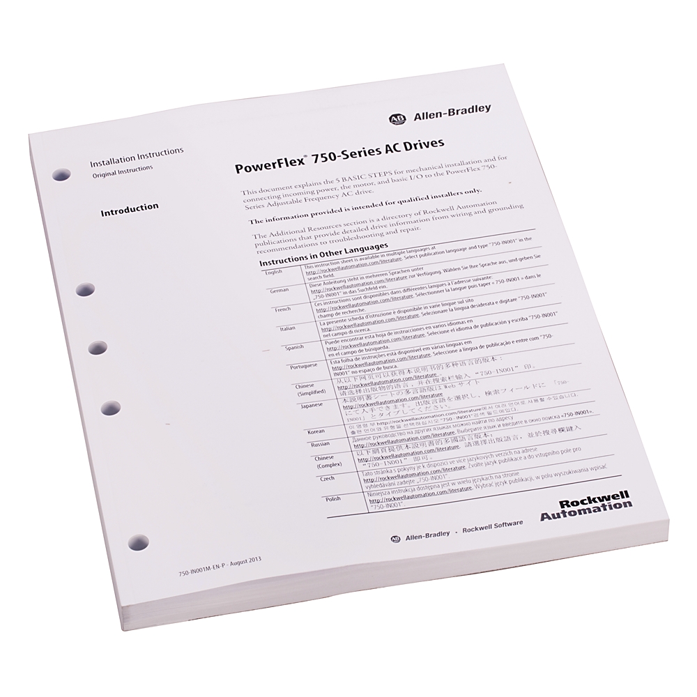Allen-Bradley Allen-Bradley 20-750-PUB-IN1-ZH PF750, INSTALLATION MANUAL, CHINESE
