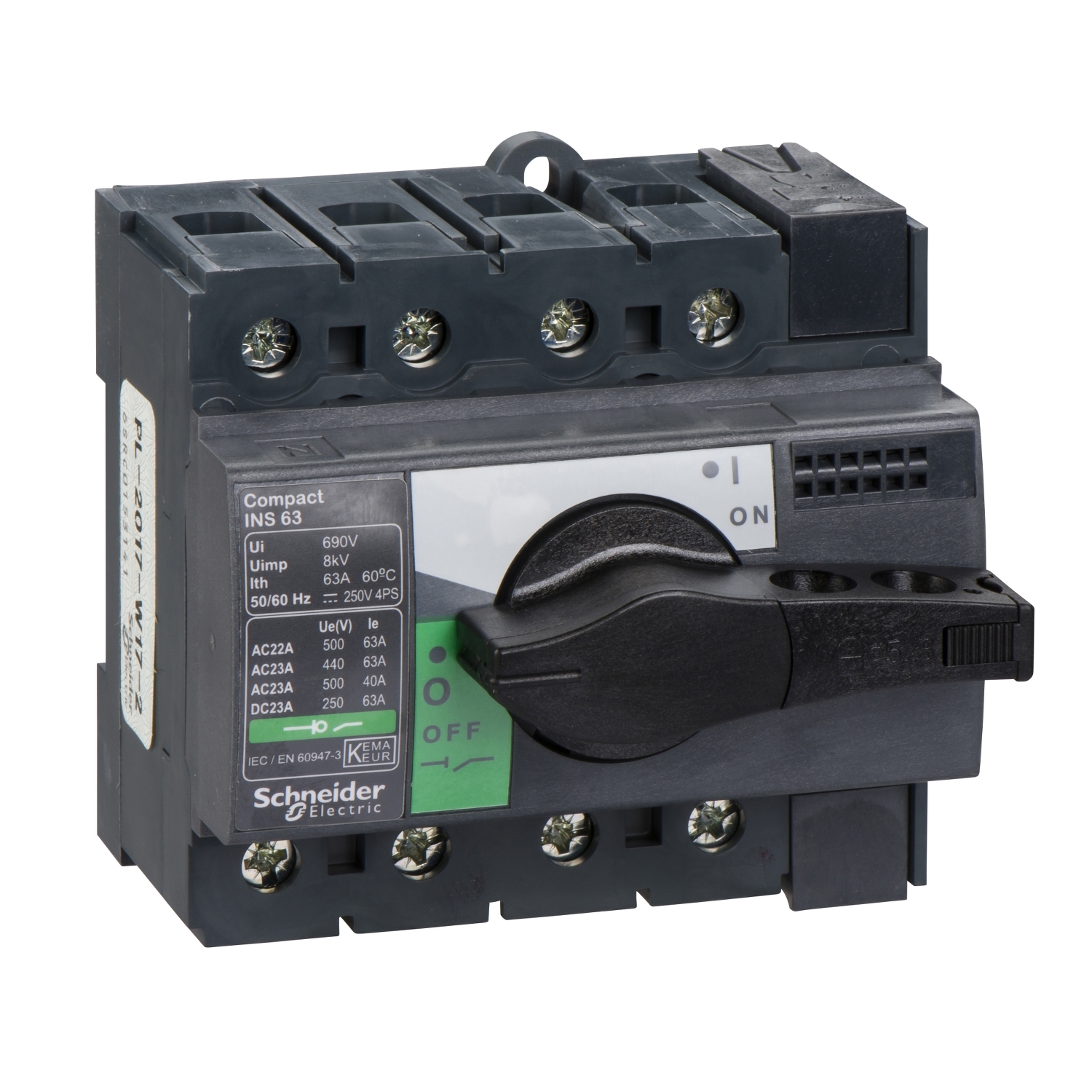 Schneider Electric Schneider Electric 28903 – Switch disconnector, Compact INS63, 63A, standard version with black rotary handle, 4 poles