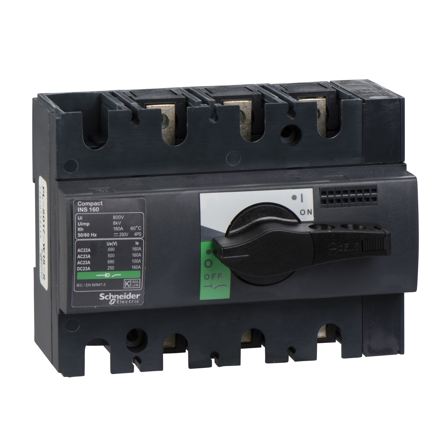 Schneider Electric Schneider Electric 28912 – Switch disconnector, Compact INS160, 160A, standard version with black rotary handle, 3 poles