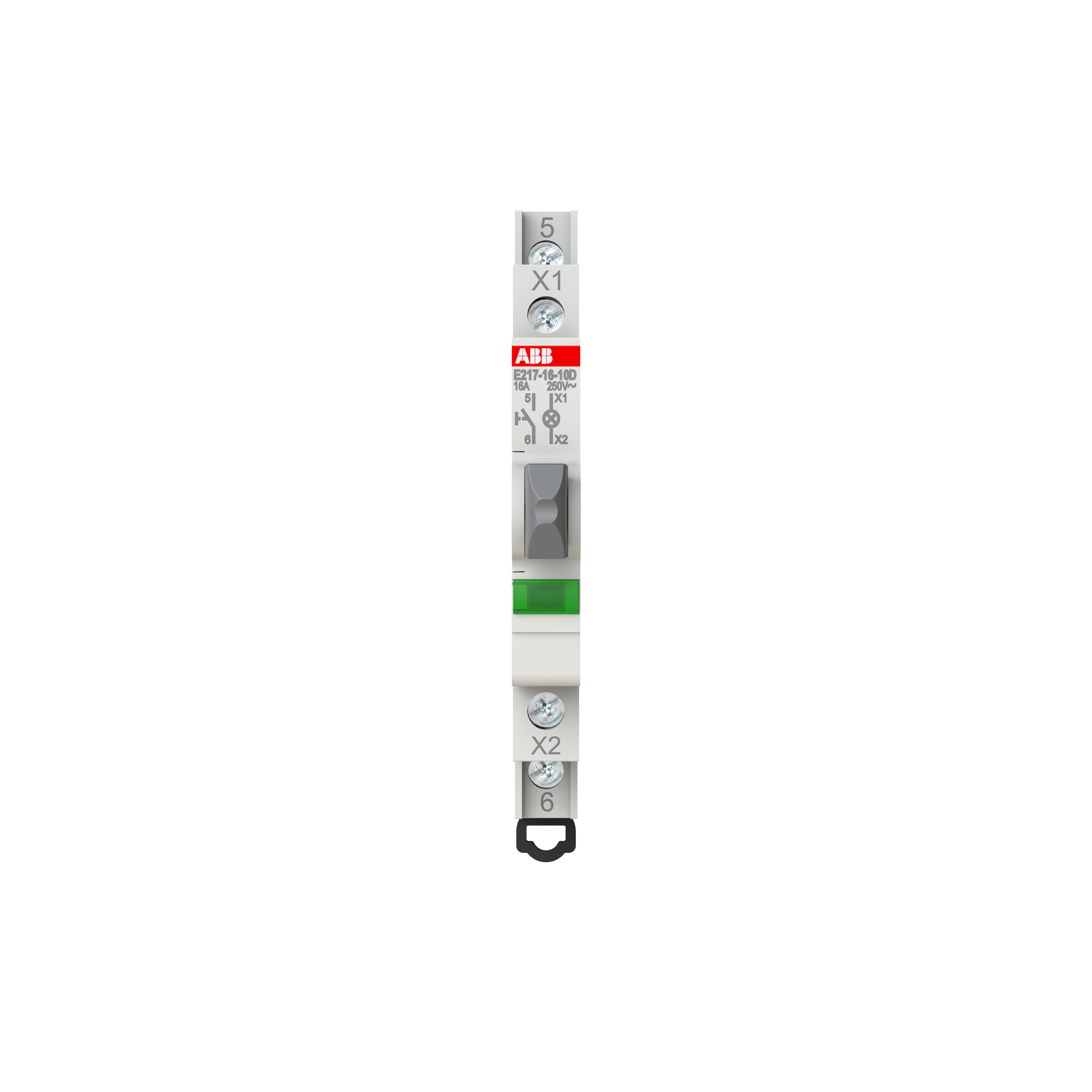 ABB ABB E217-16-10D Luminous Pushbutton, 16 A, acc. to EN 250 V AC, 1NO, El. Color: Grey, 1LED, Green, MW: 0.5