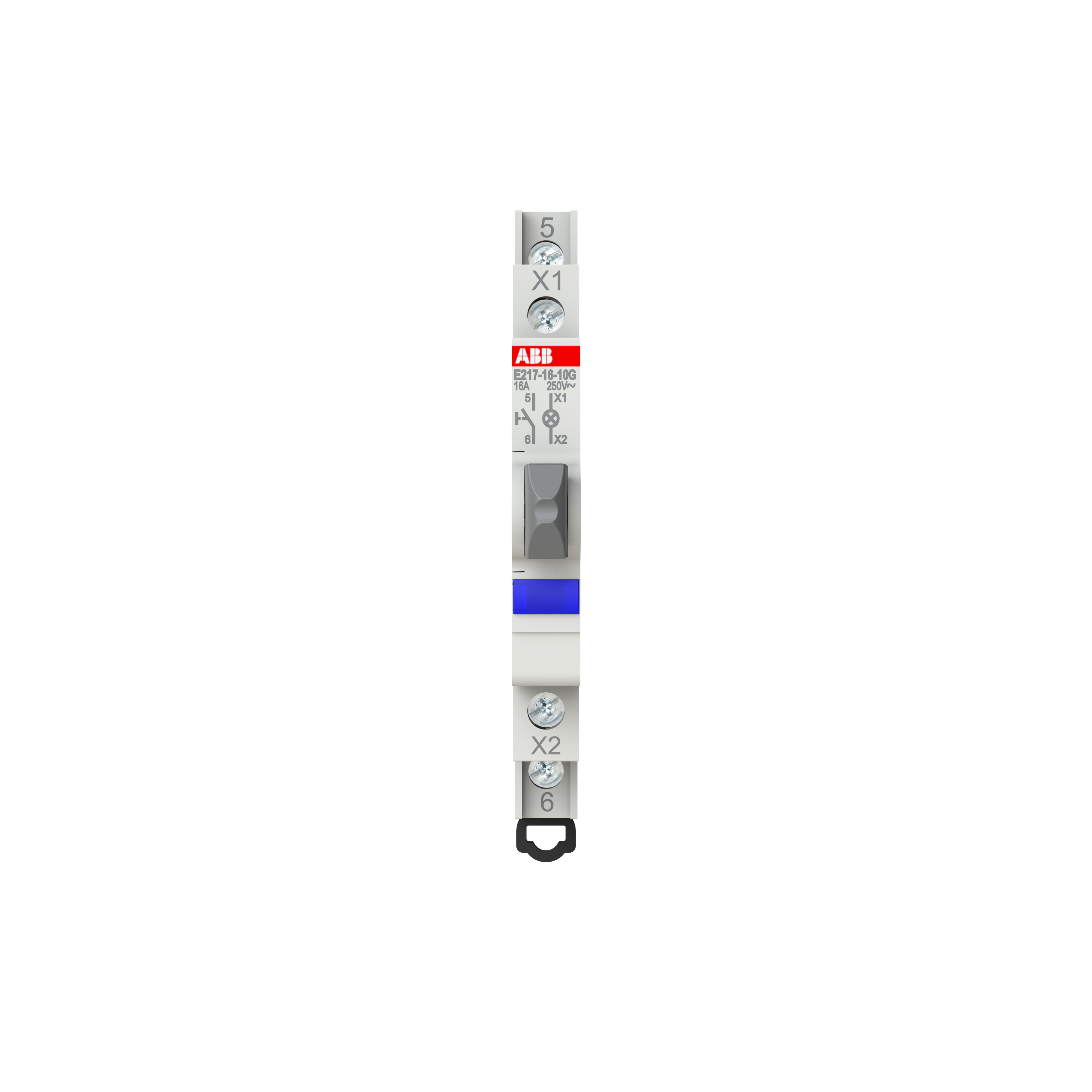 ABB ABB E217-16-10G Luminous Pushbutton, 16 A, acc. to EN 250 V AC, 1NO, El. Color: Grey, 1LED, Blue, MW: 0.5