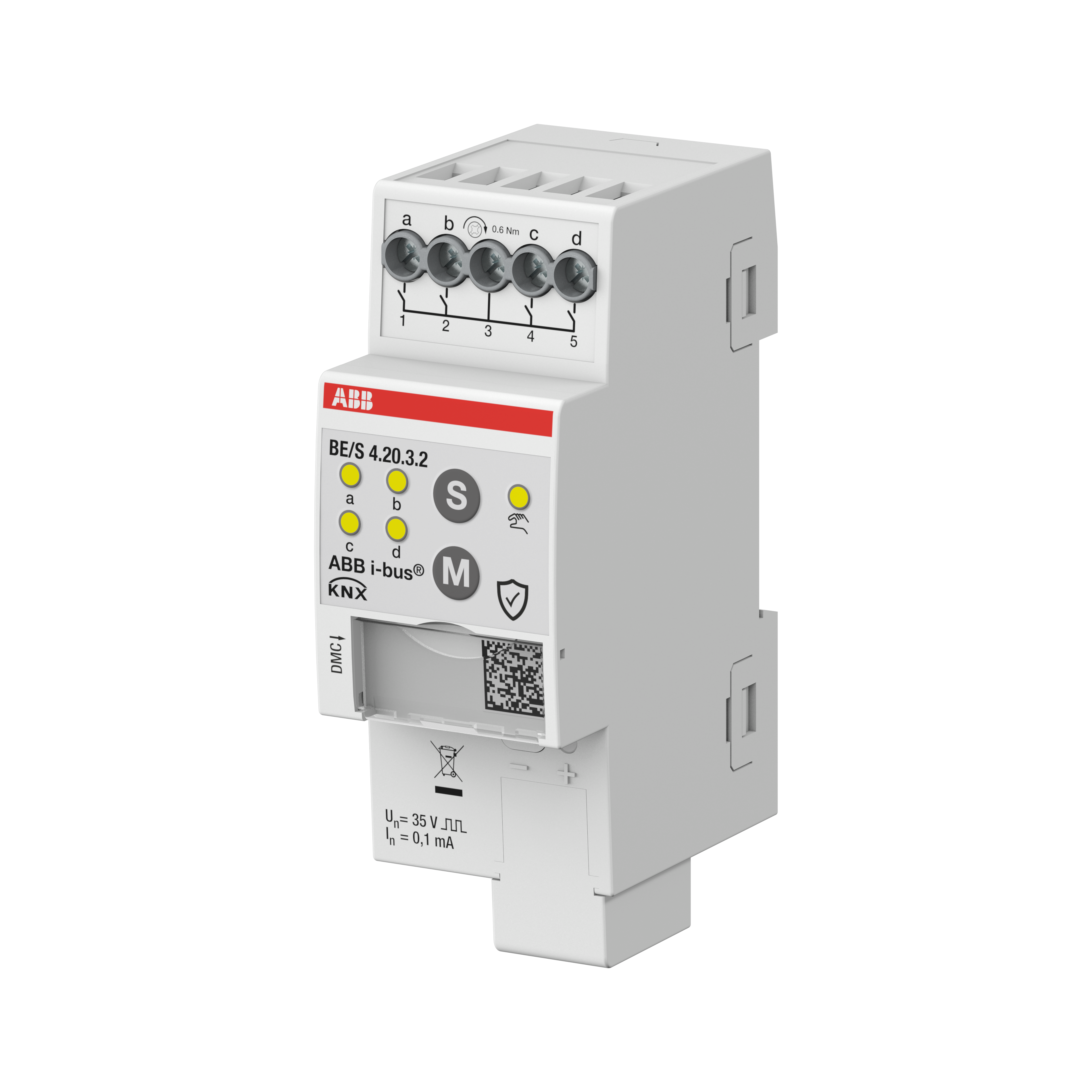 ABB ABB BE/S4.20.3.2 Binary Input, 4-fold, Contact Scanning, Manual Operation, MDRC