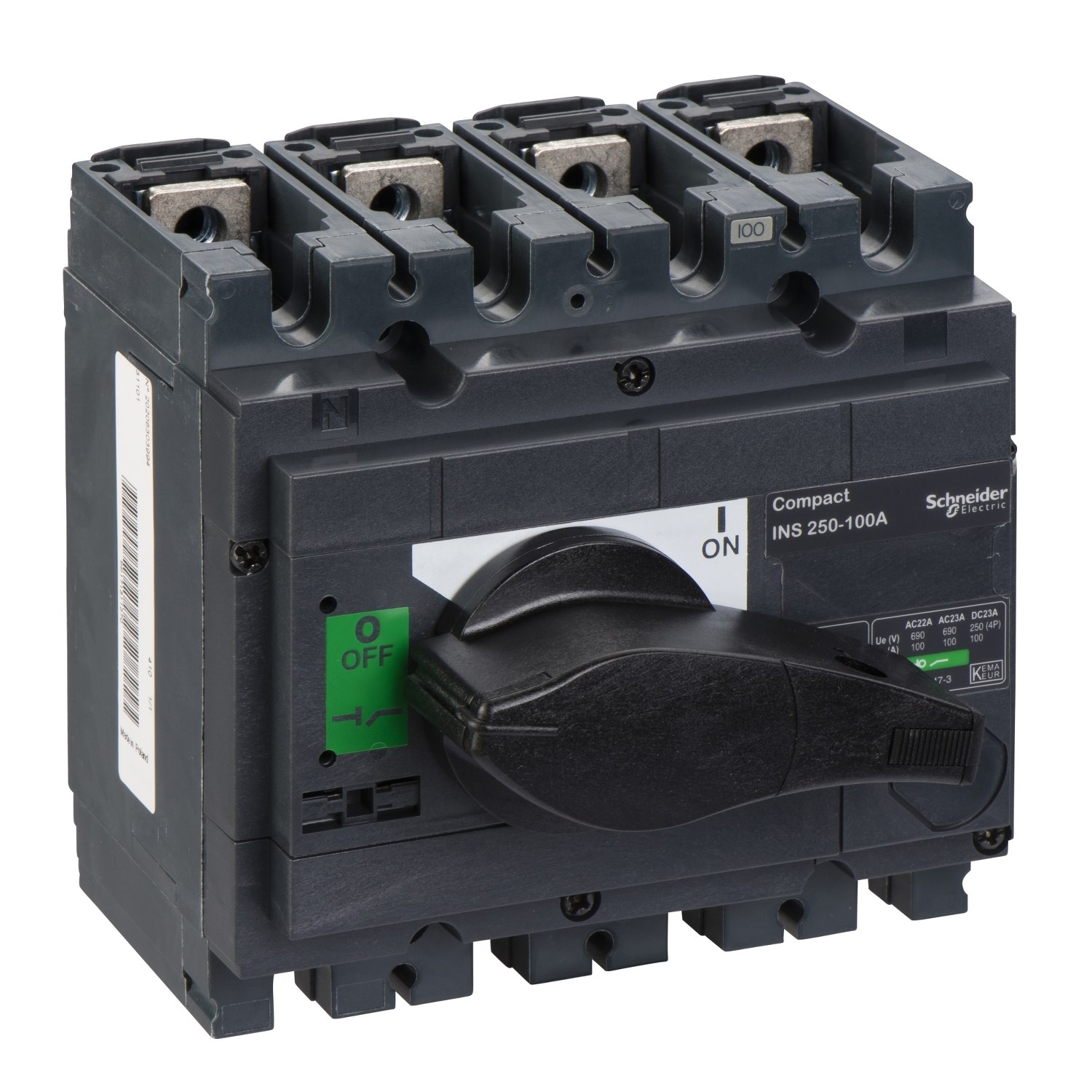 Schneider Electric Schneider Electric 31101 – Switch disconnector, Compact INS250-100, 100A, standard version with black rotary handle, 4 poles