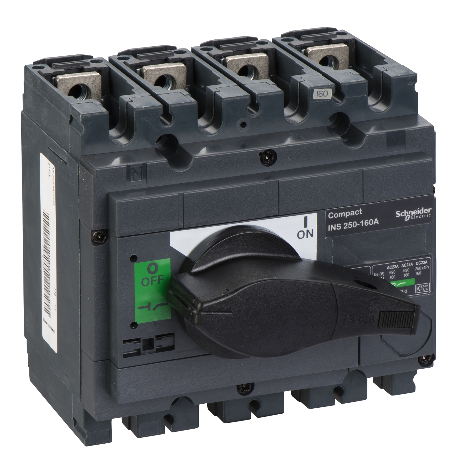 Schneider Electric Schneider Electric 31105 – Switch disconnector, Compact INS250-160, 160 A, standard version with black rotary handle, 4 poles