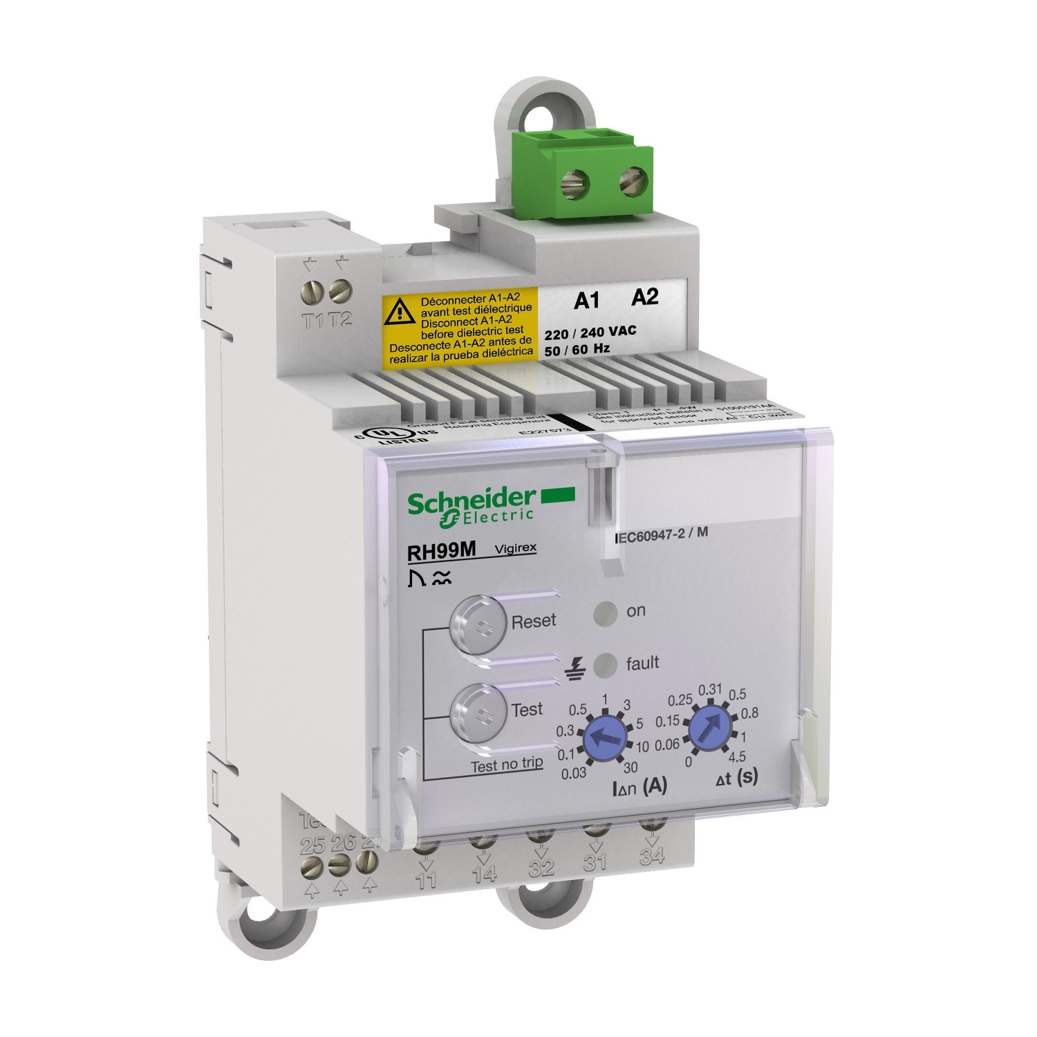 Schneider Electric Schneider Electric 56172 – Residual current protection relay, VigiPacT RH99M, 30 mA-30A, 110/130VAC 50/60Hz, DIN rail mounting