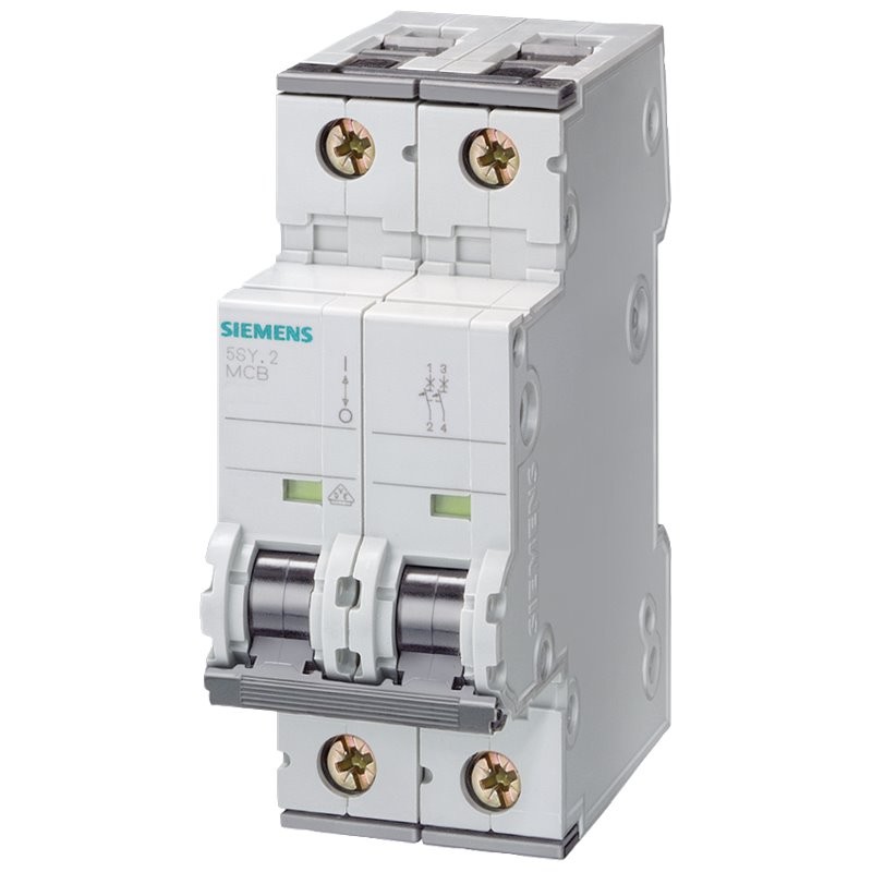 Siemens Siemens 5SY4202-6 – SENTRON 5SY B-curve 2 A 2-pole miniature circuit breaker