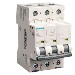 Siemens Siemens 5SY6363-7CC – SENTRON 5SY C-curve 63 A 3-pole miniature circuit breaker