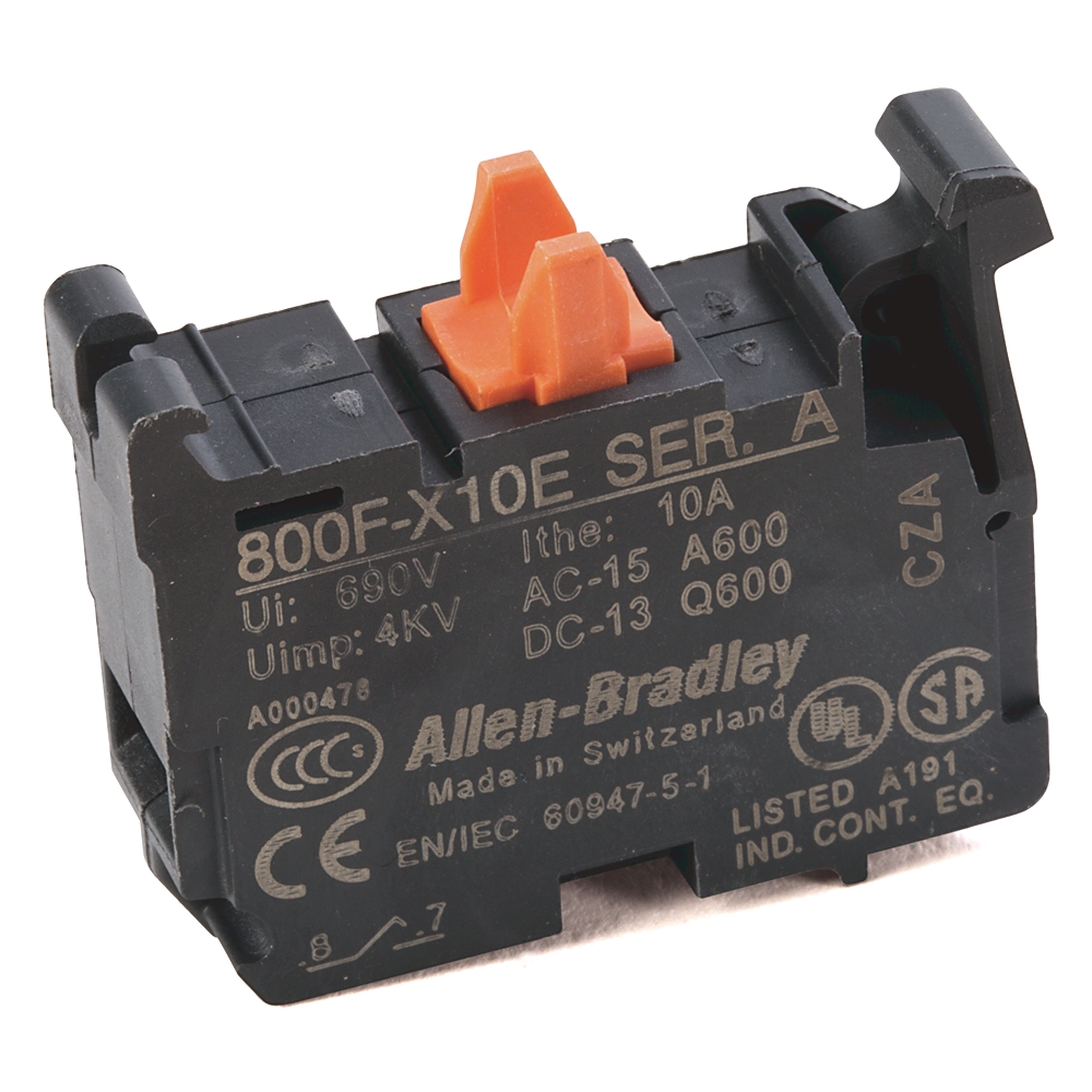 Allen-Bradley Allen-Bradley 800F-X10E 22mm Contact Block 800F PB, Pack qty.10