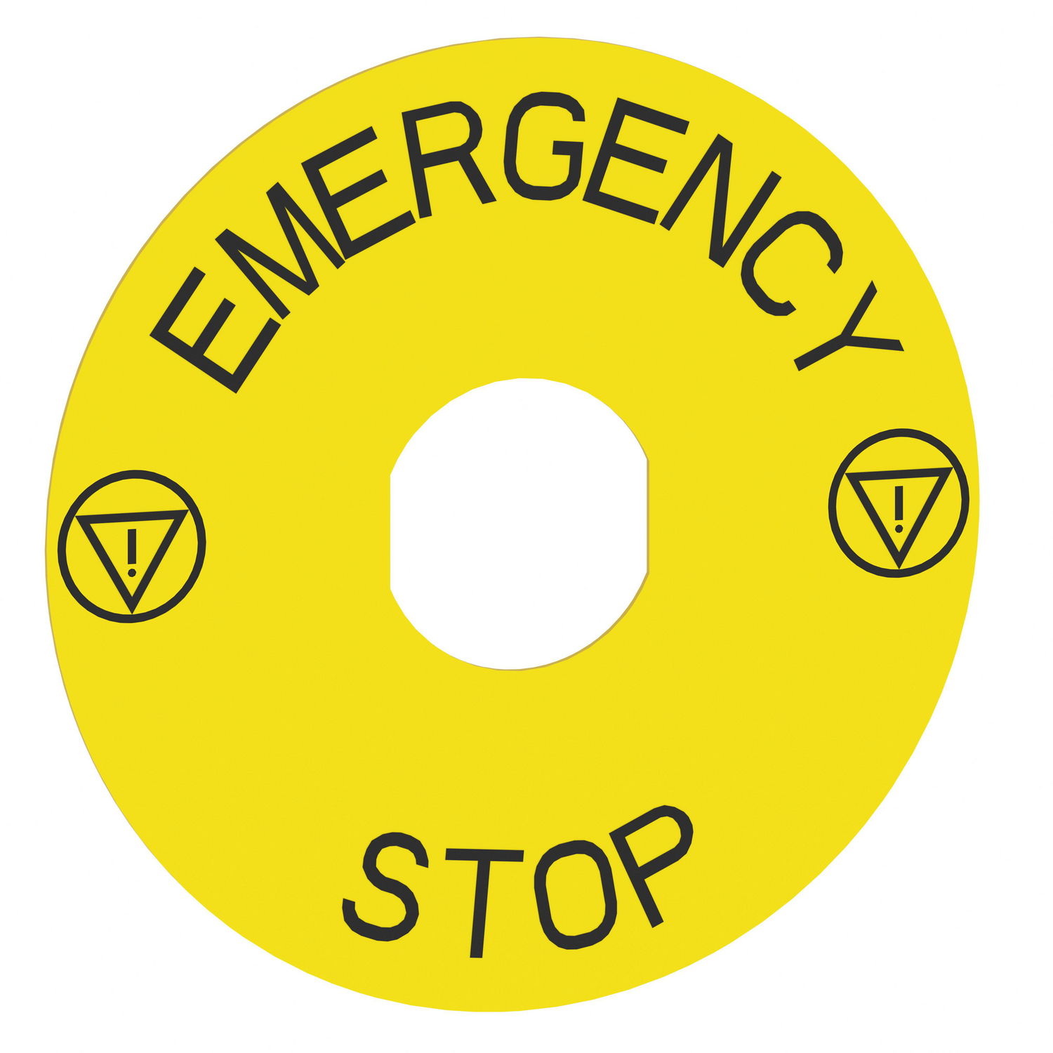 Schneider Electric Schneider Electric 9001KN8330 – Legend, Harmony 9001K, Harmony 9001SK, 30mm, plastic, yellow with black letters, 60mm circular for emergency stop, marking EMERGENCY STOP