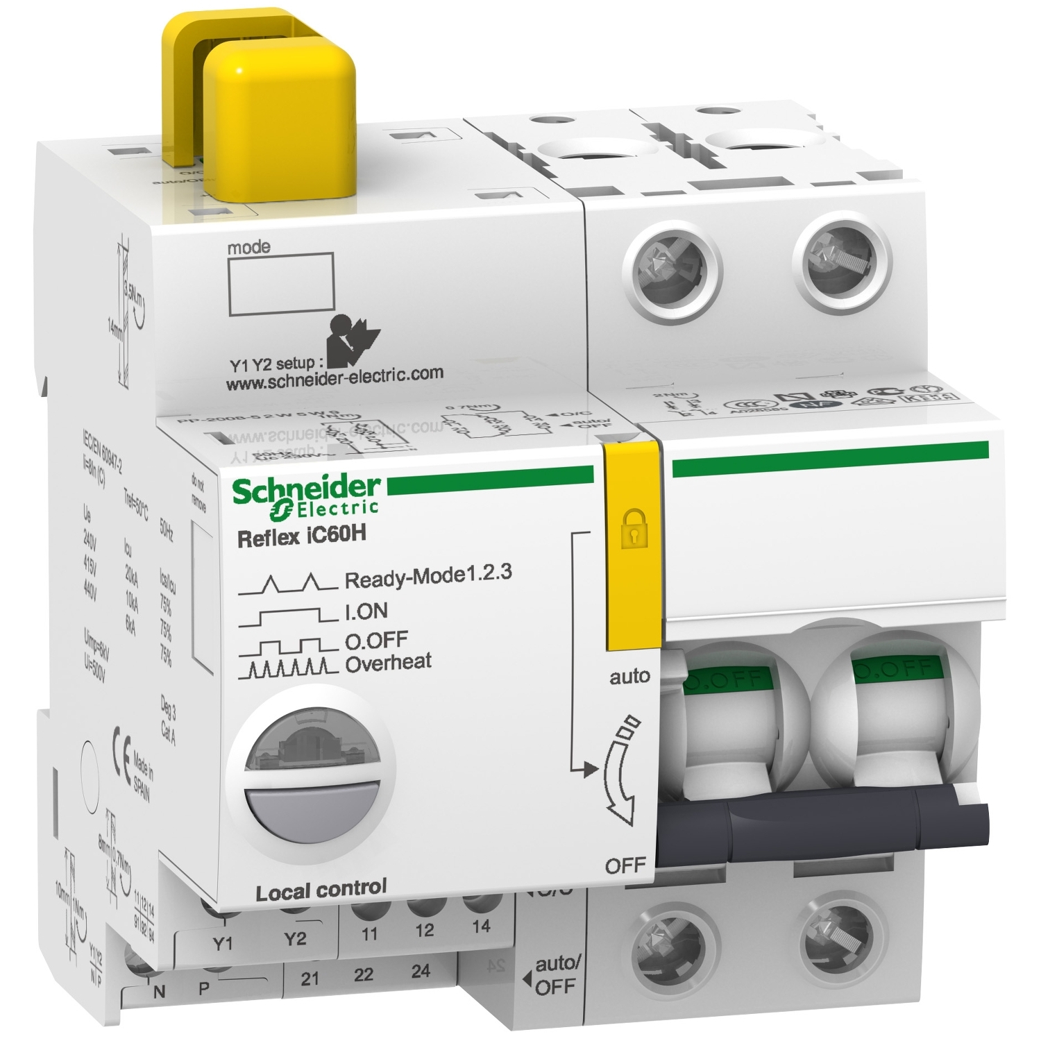 Schneider Electric Schneider Electric A9C65210 – Reflex iC60H Ti24 10 A 2P curve C integrated control MCB