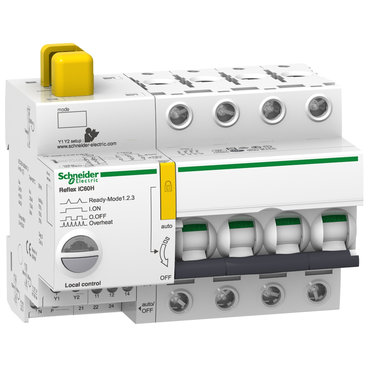 Schneider Electric Schneider Electric A9C66425 – Reflex iC60H Ti24 25 A 4P curve D integrated control MCB