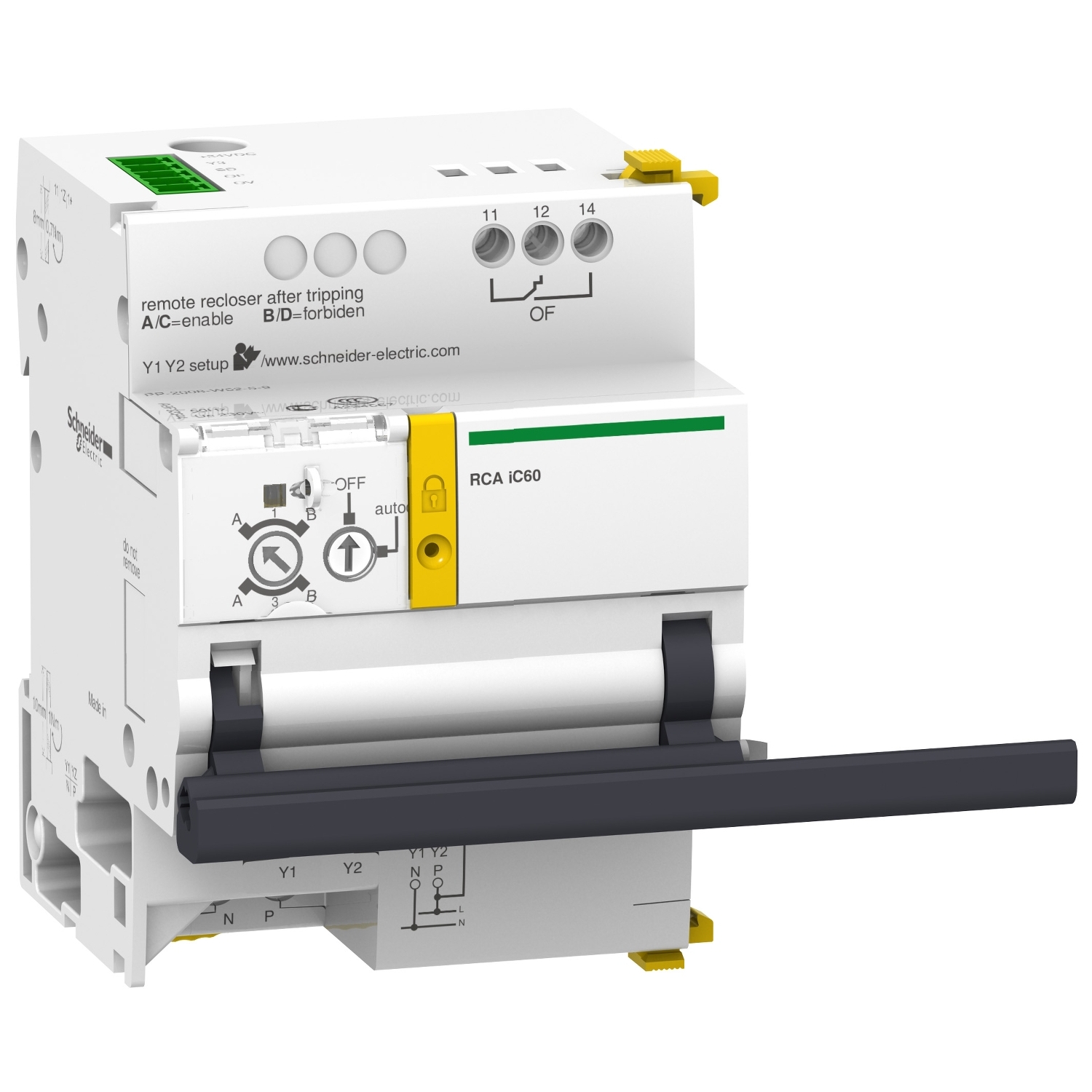 Schneider Electric Schneider Electric A9C70124 – Remote control auxiliary, Acti9 RCA, with Ti24 interface for iC60 3P or 4P