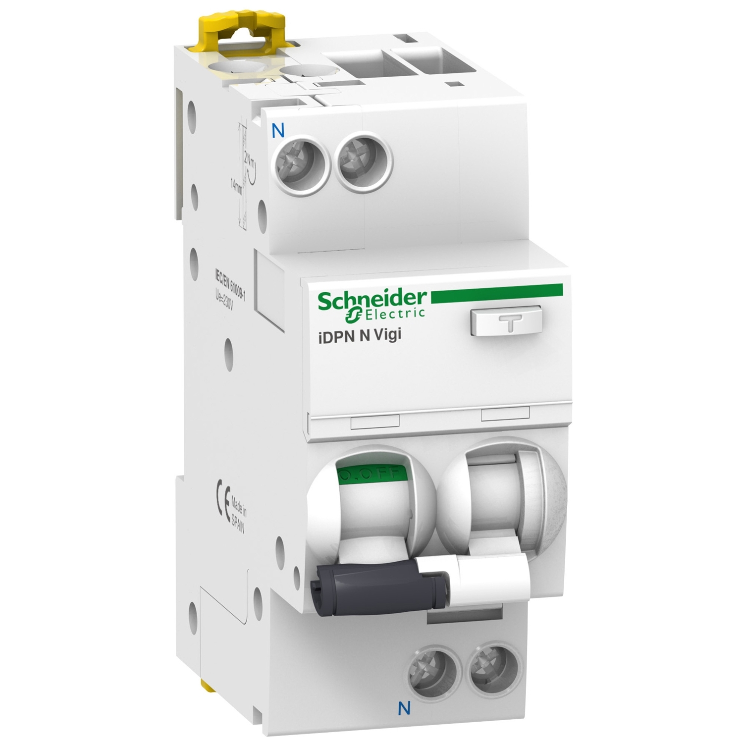 Schneider Electric Schneider Electric A9D31616 – Residual current breaker with overcurrent protection (RCBO), Acti9 iDPN N Vigi, 1P+N, 16A, C curve, 6000A, AC type, 30 mA