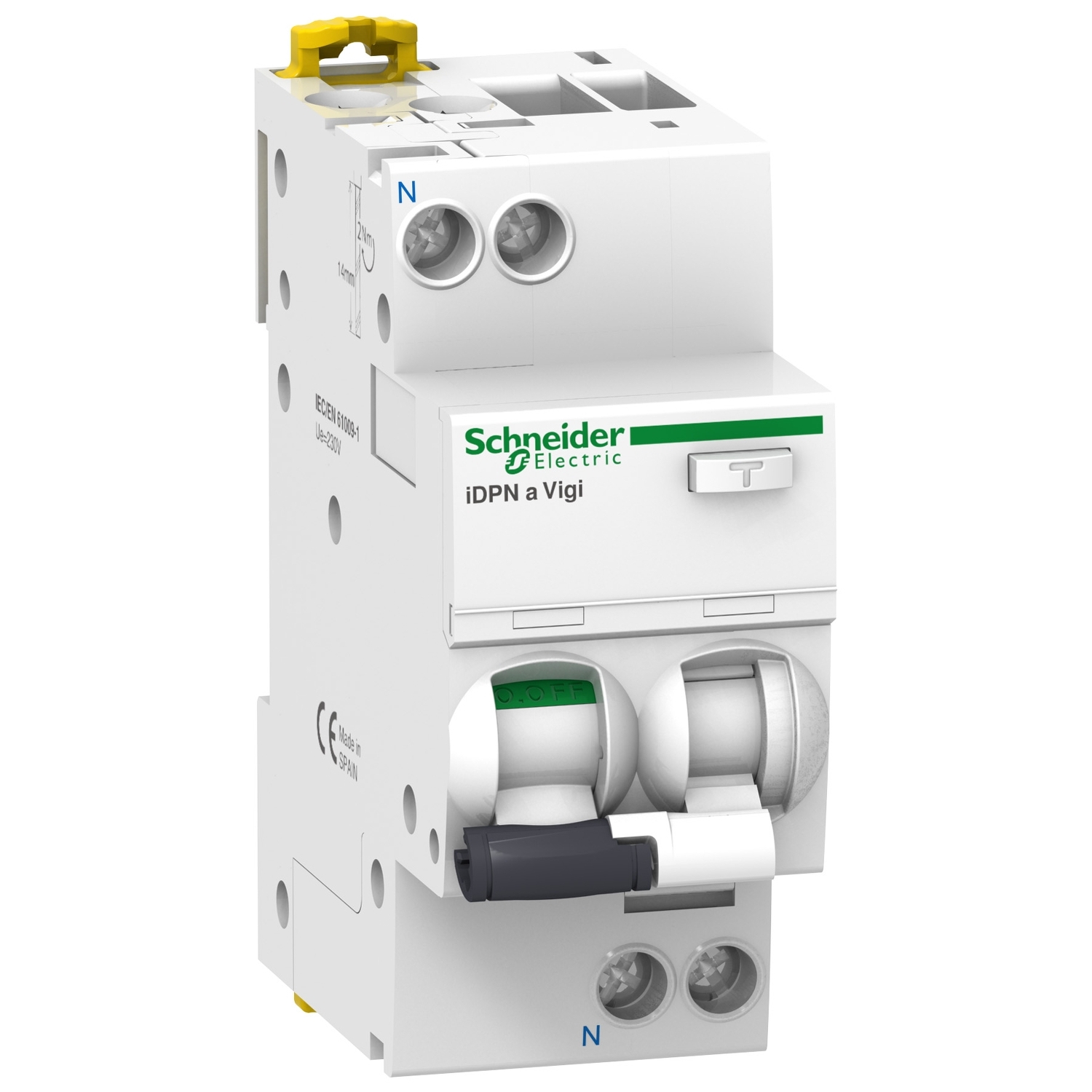 Schneider Electric Schneider Electric A9D34625 – Residual current breaker with overcurrent protection (RCBO), Acti9 iDPNa Vigi, 1P+N, 25A, C curve, 4500A, AC type, 30 mA