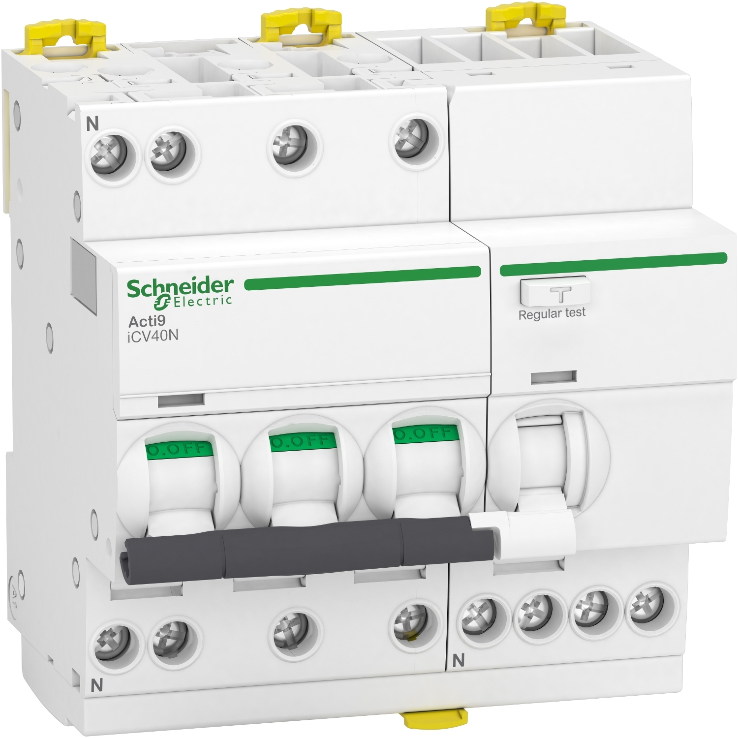Schneider Electric Schneider Electric A9DC3710 – Residual current breaker with overcurrent protection (RCBO), Acti9 iCV40N, 3P+N, 10A, C curve, 6000A, A type, 30 mA