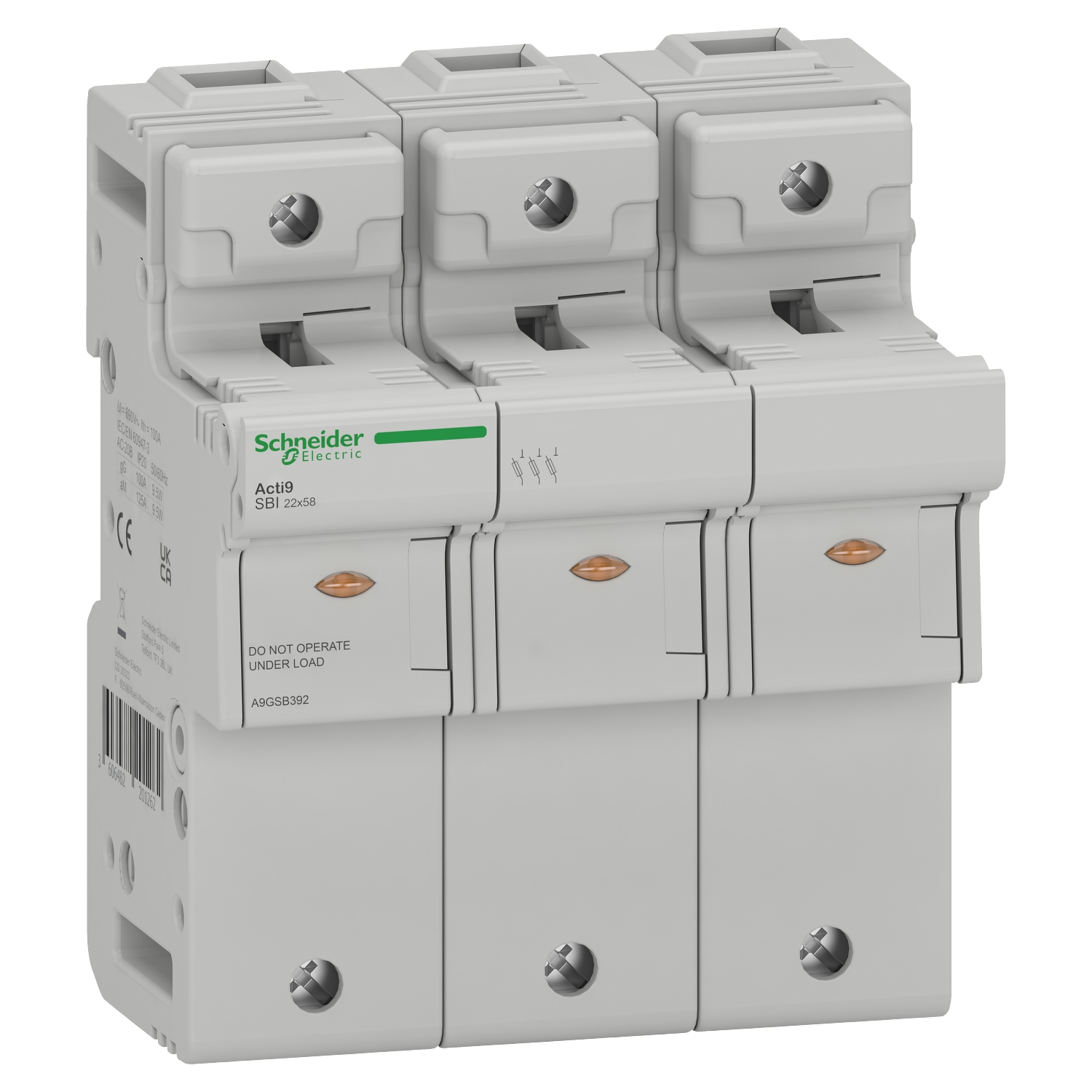 Schneider Electric Schneider Electric A9GSB392 – Fuse Disconnector, Acti9 SBI, 3P, 125A, for fuse 22 x 58mm