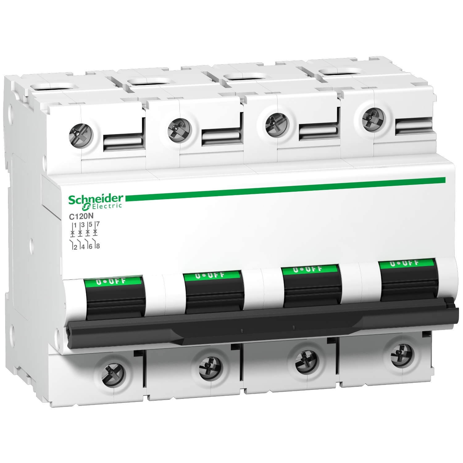 Schneider Electric Schneider Electric A9N18355 – Miniature circuit breaker (MCB), Acti9 C120N, 4P, 125A, B curve, 10000A (IEC/EN 60898-1), 10 kA (IEC/EN 60947-2)