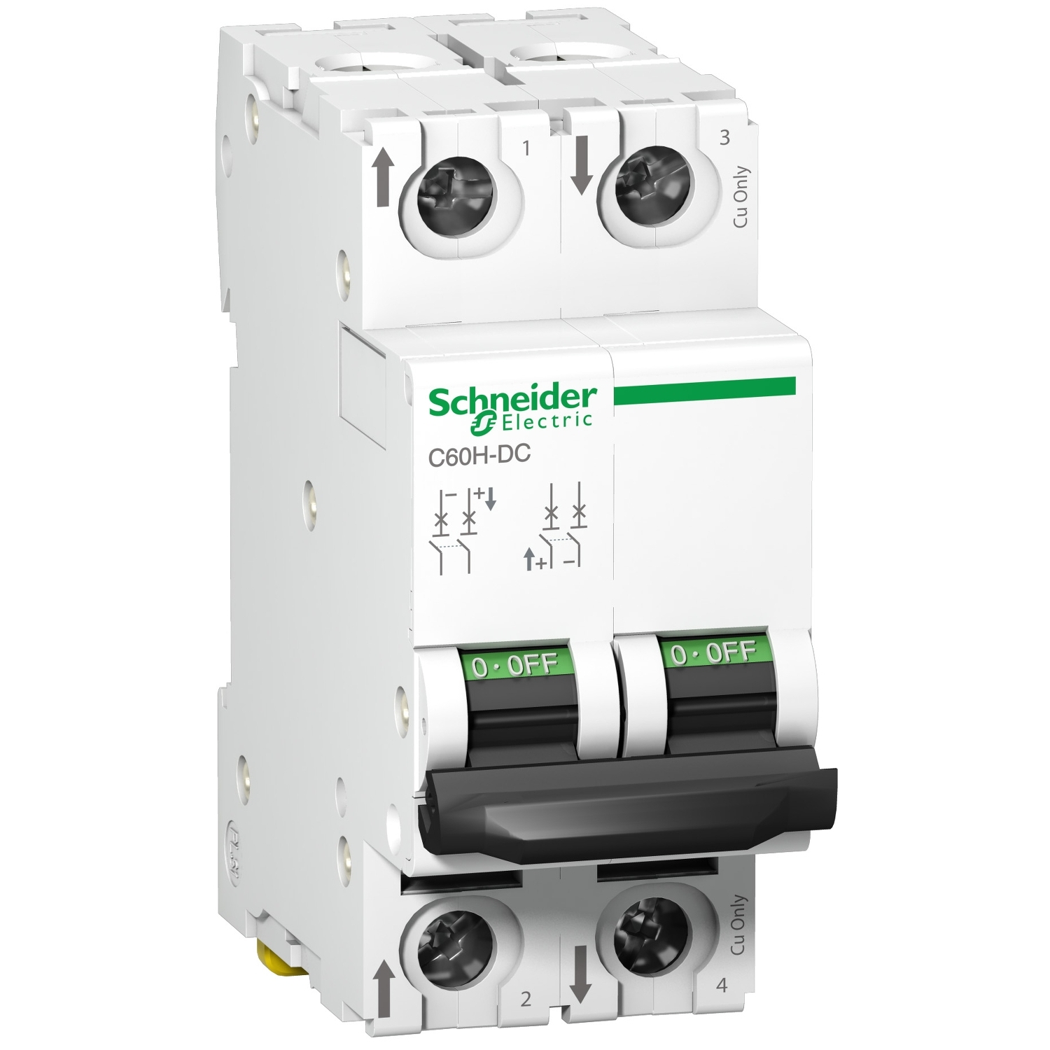 Schneider Electric Schneider Electric A9N61523 – Miniature circuit breaker (MCB), Acti9 C60H-DC, 2P, 3A, C curve, 6 kA (IEC/EN 60947-2)