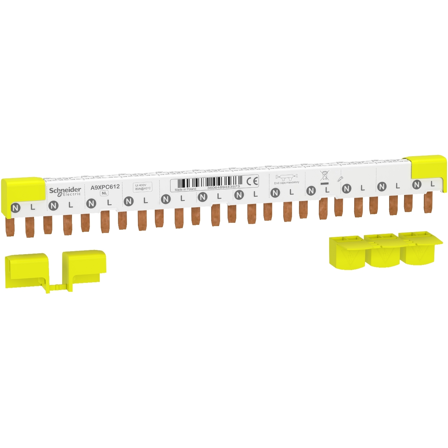 Schneider Electric Schneider Electric A9XPC612 – Comb busbar, Acti9, 1L+N, 9 mm pitch, 12 modules, 80 A