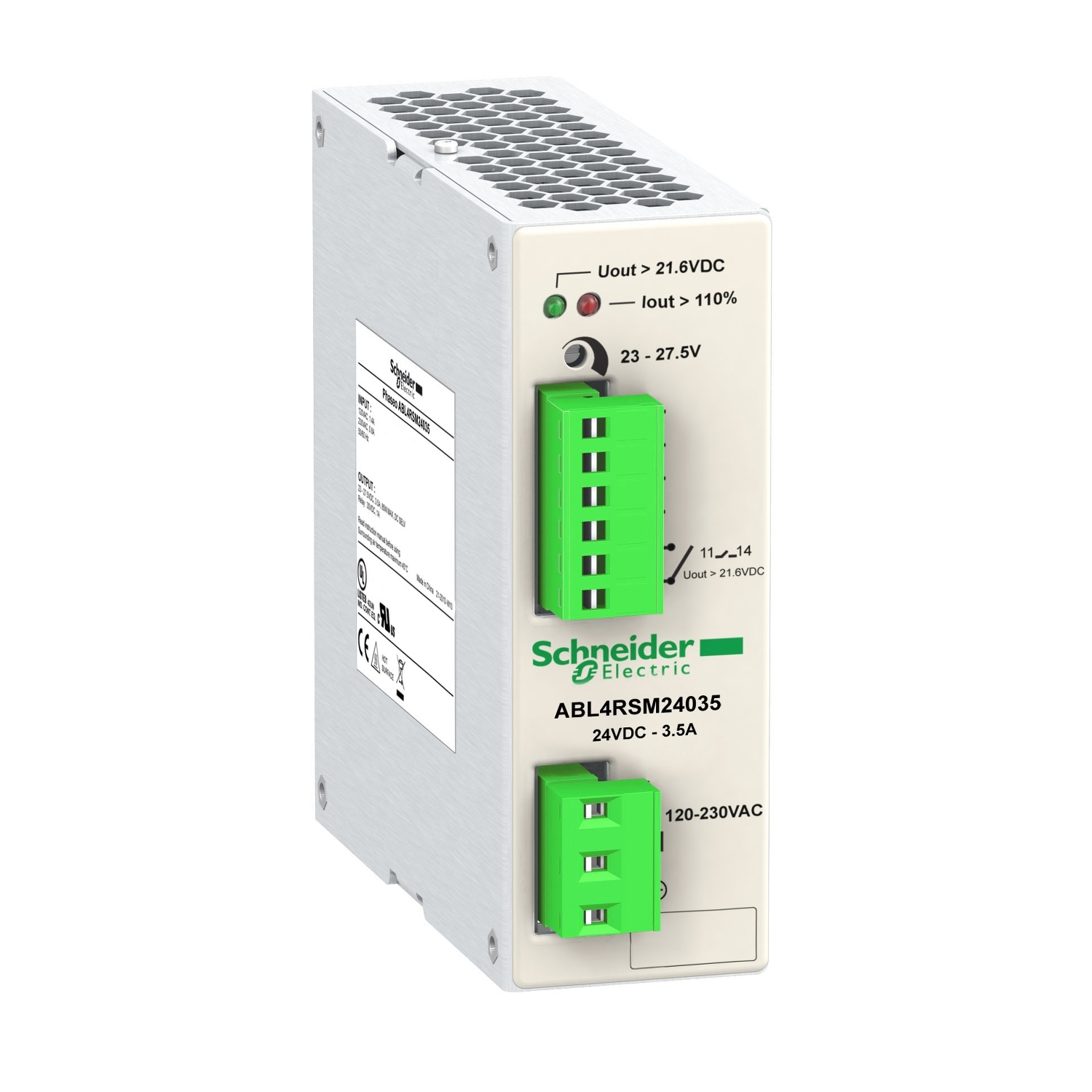 Schneider Electric Schneider Electric ABL4RSM24035 – Regulated Switch Power Supply, 1 or 2 phase, 120..230 V AC, 24 V, 3.5A