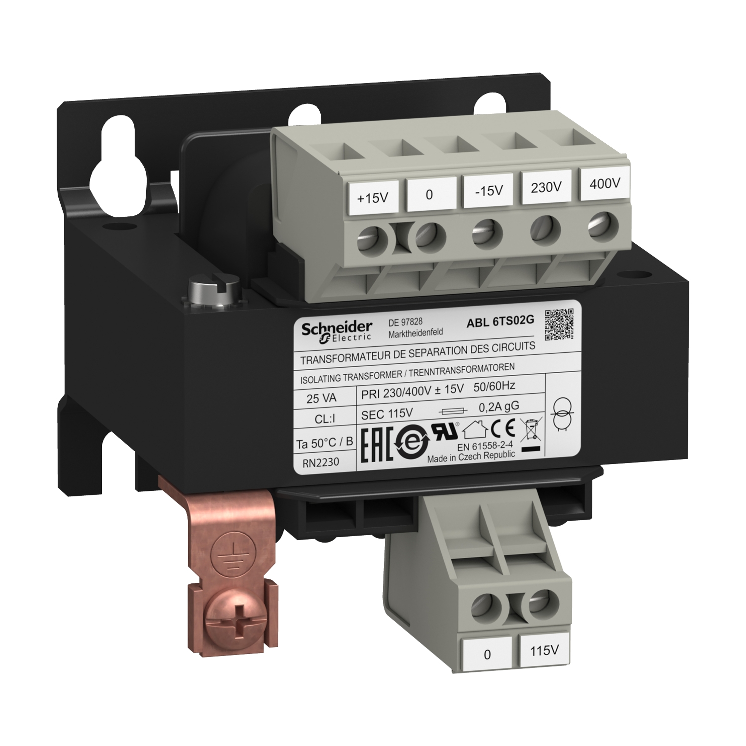 Schneider Electric Schneider Electric ABL6TS02G – Voltage transformer - 230..400 V - 1 x 115 V - 25 VA