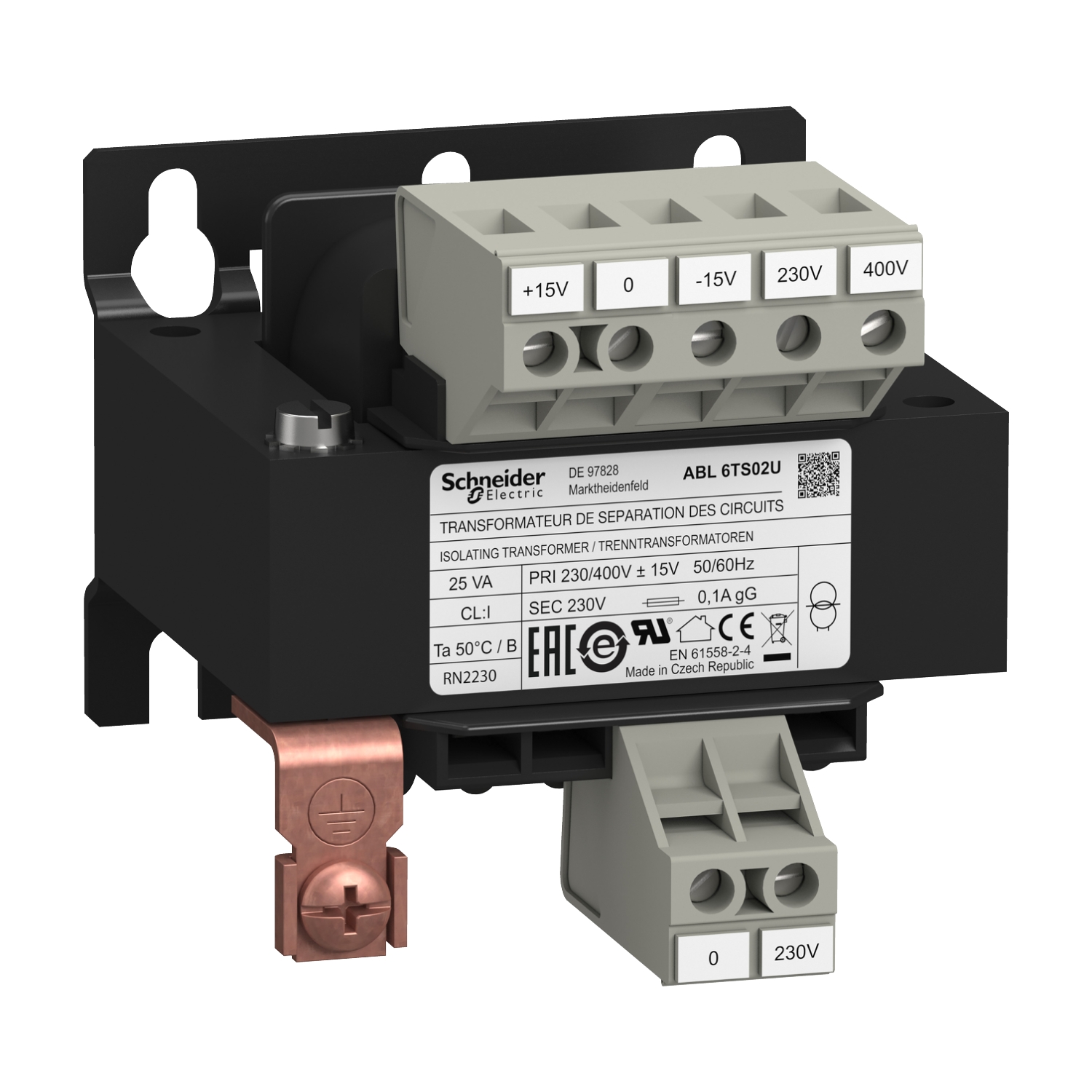 Schneider Electric Schneider Electric ABL6TS02U – Voltage transformer - 230..400 V - 1 x 230 V - 25 VA