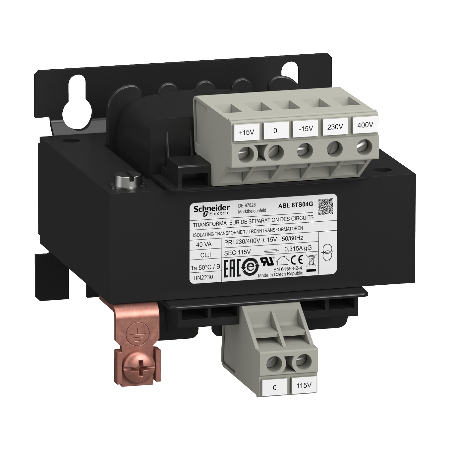 Schneider Electric Schneider Electric ABL6TS04G – Voltage transformer - 230..400 V - 1 x 115 V - 40 VA