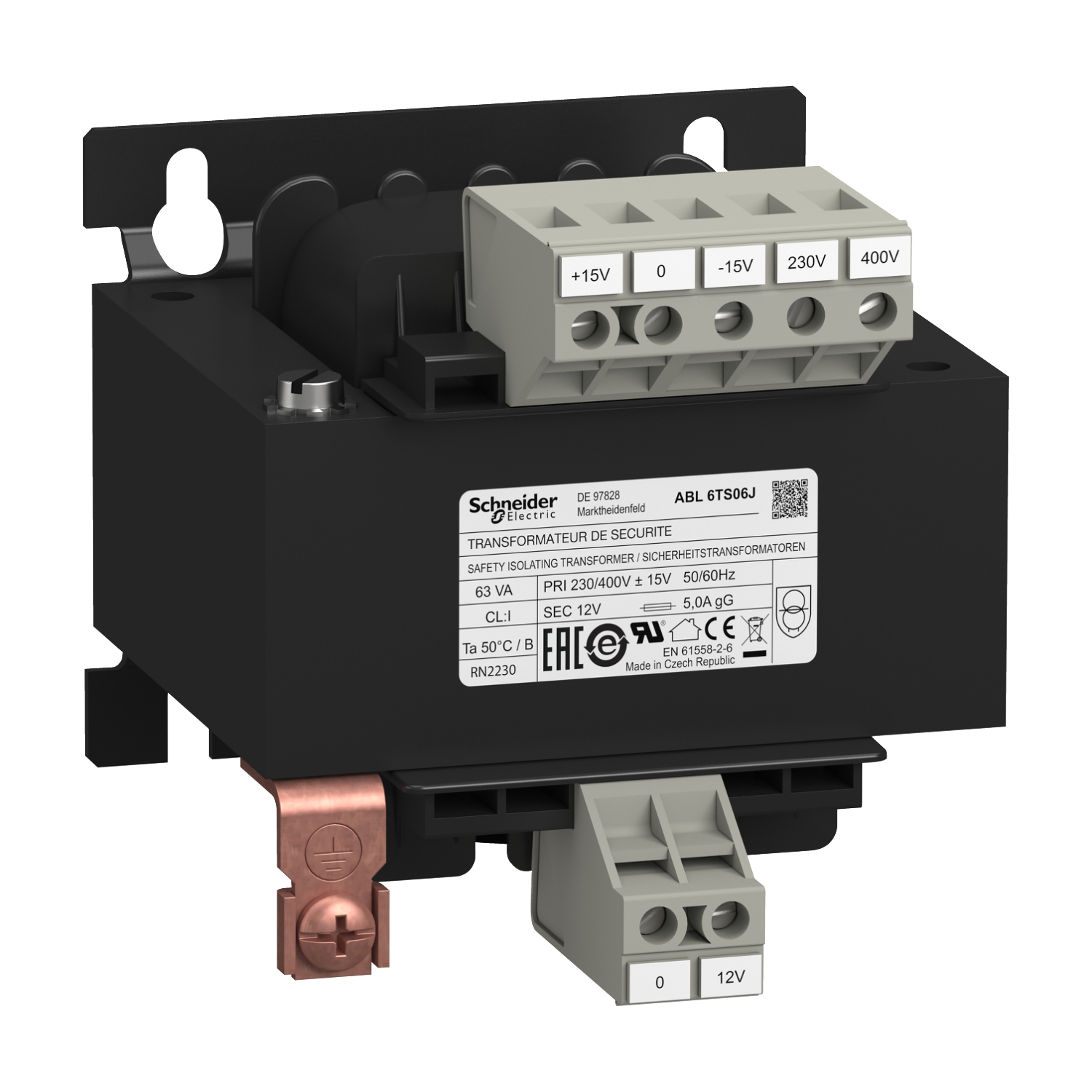 Schneider Electric Schneider Electric ABL6TS06J – Voltage transformer - 230..400 V - 1 x 12 V - 63 VA