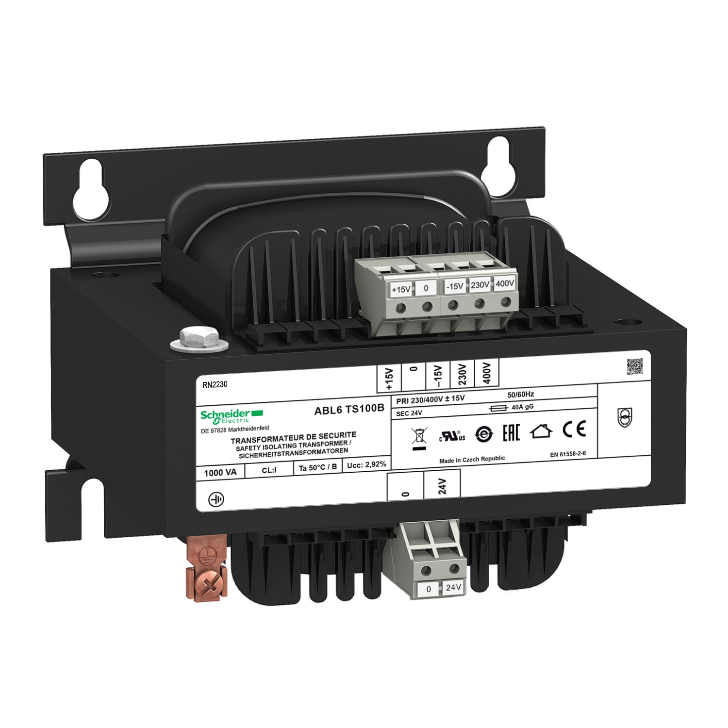 Schneider Electric Schneider Electric ABL6TS100B – Voltage transformer - 230..400 V - 1 x 24 V - 1000 VA