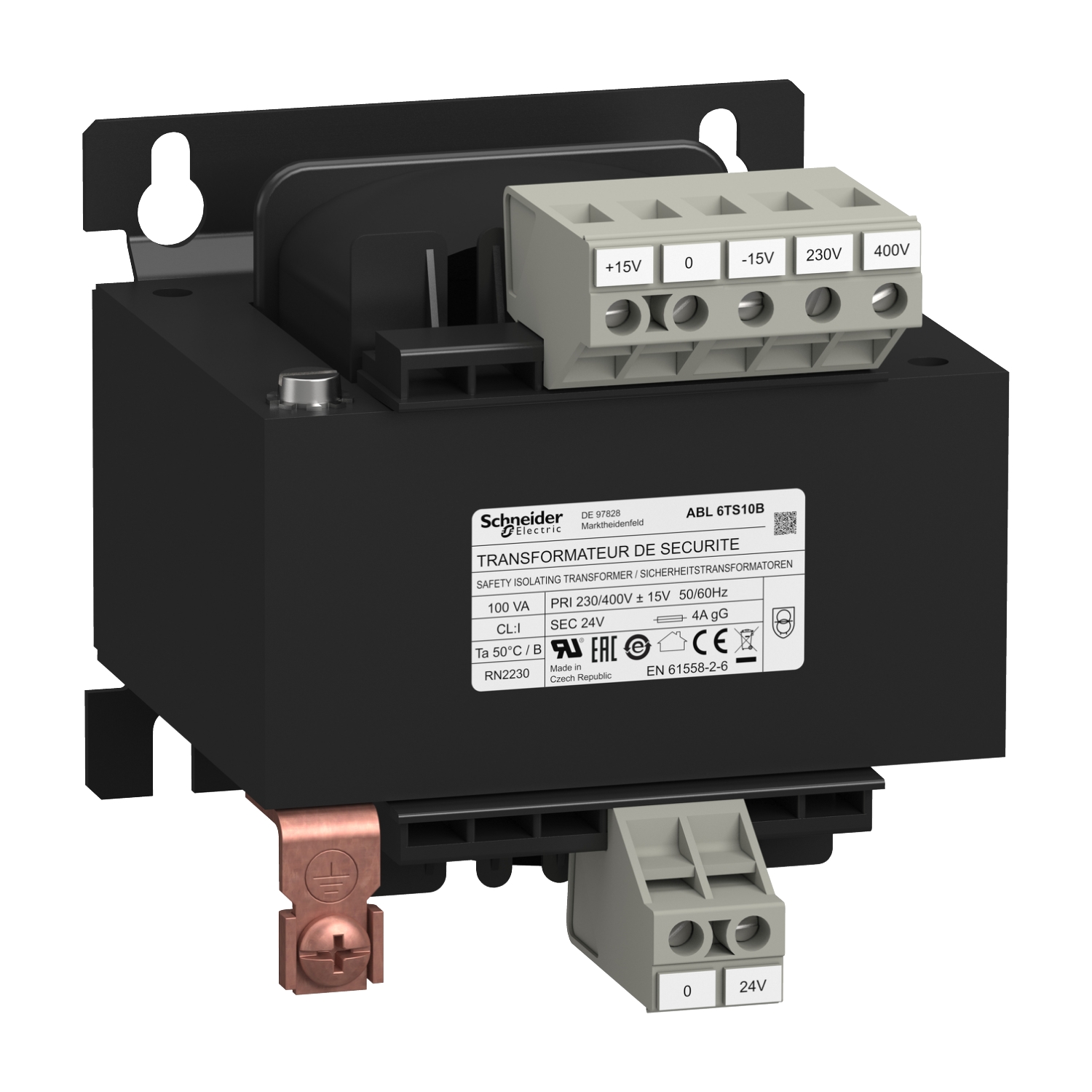 Schneider Electric Schneider Electric ABL6TS10B – Voltage transformer - 230..400 V - 1 x 24 V - 100 VA