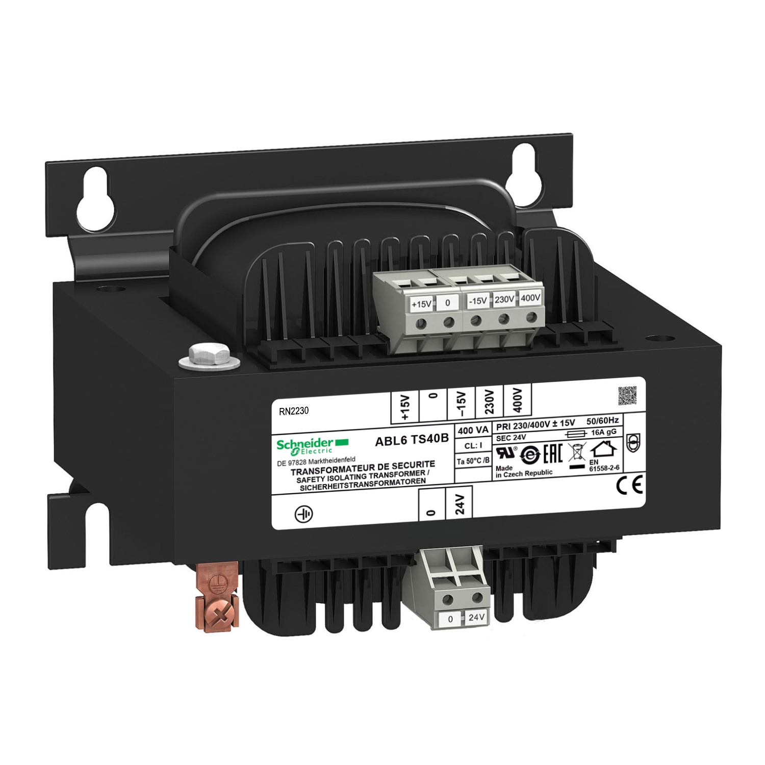 Schneider Electric Schneider Electric ABL6TS40B – Voltage transformer - 230..400 V - 1 x 24 V - 400 VA