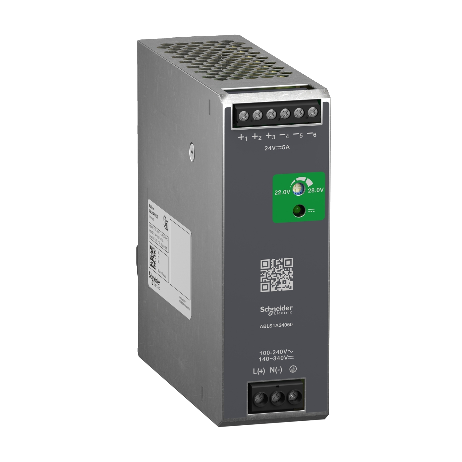 Schneider Electric Schneider Electric ABLS1A24050 – Regulated Power Supply, 100 to 240 V AC, 24 V, 5A, single phase, Optimized