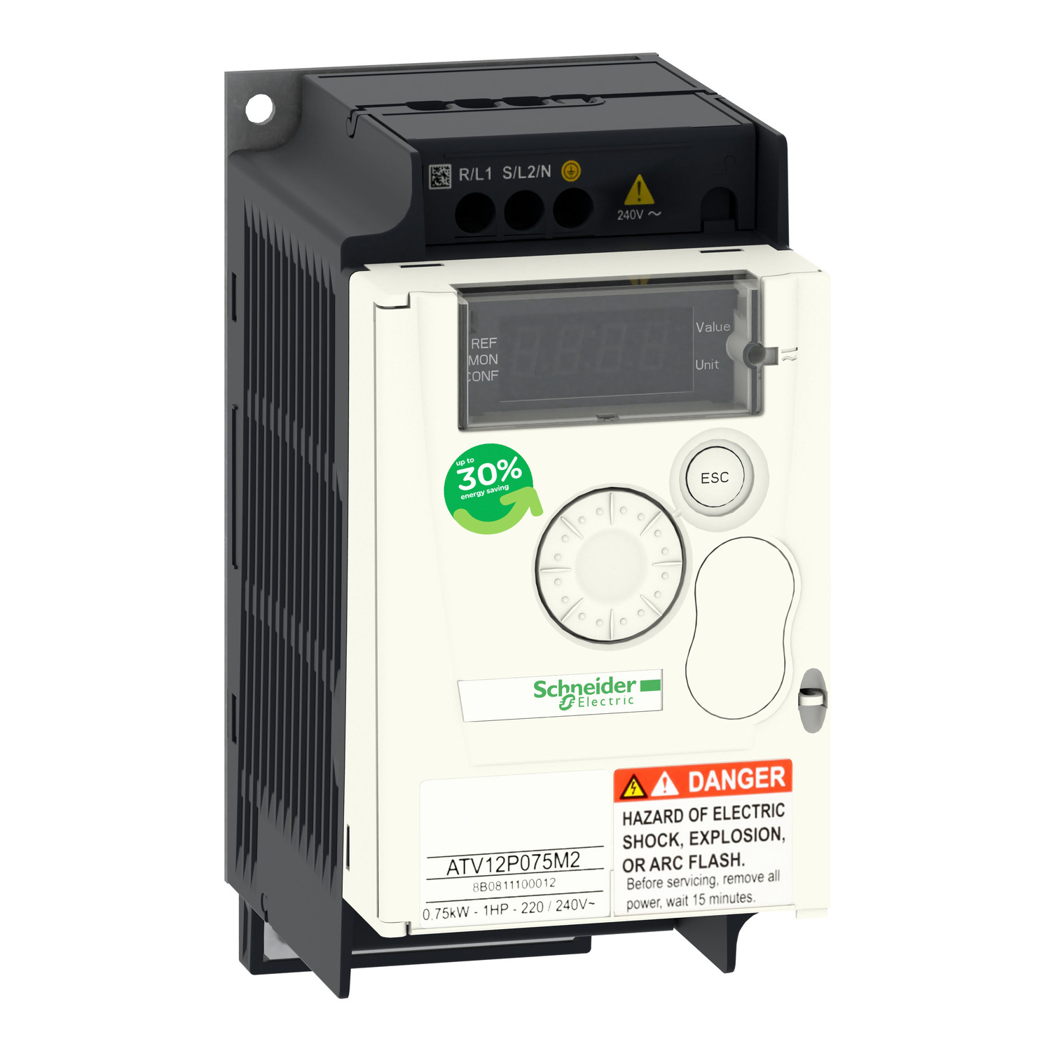Schneider Electric Schneider Electric ATV12P075M2 – Variable speed drive, Altivar 12, 0.75kW, 1hp, 200 to 240 V, 1 phase, on base plate