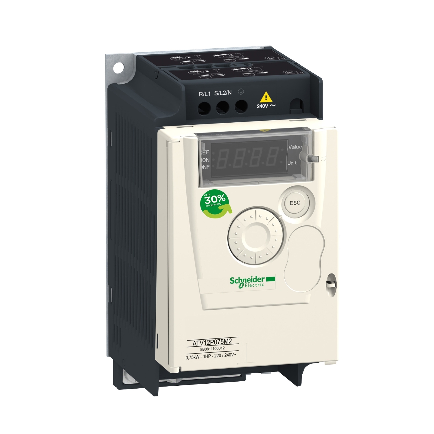 Schneider Electric Schneider Electric ATV12P075M3 – Variable speed drive, Altivar 12, 0.75kW, 1hp, 200 to 240 V, 3 phases, on base plate