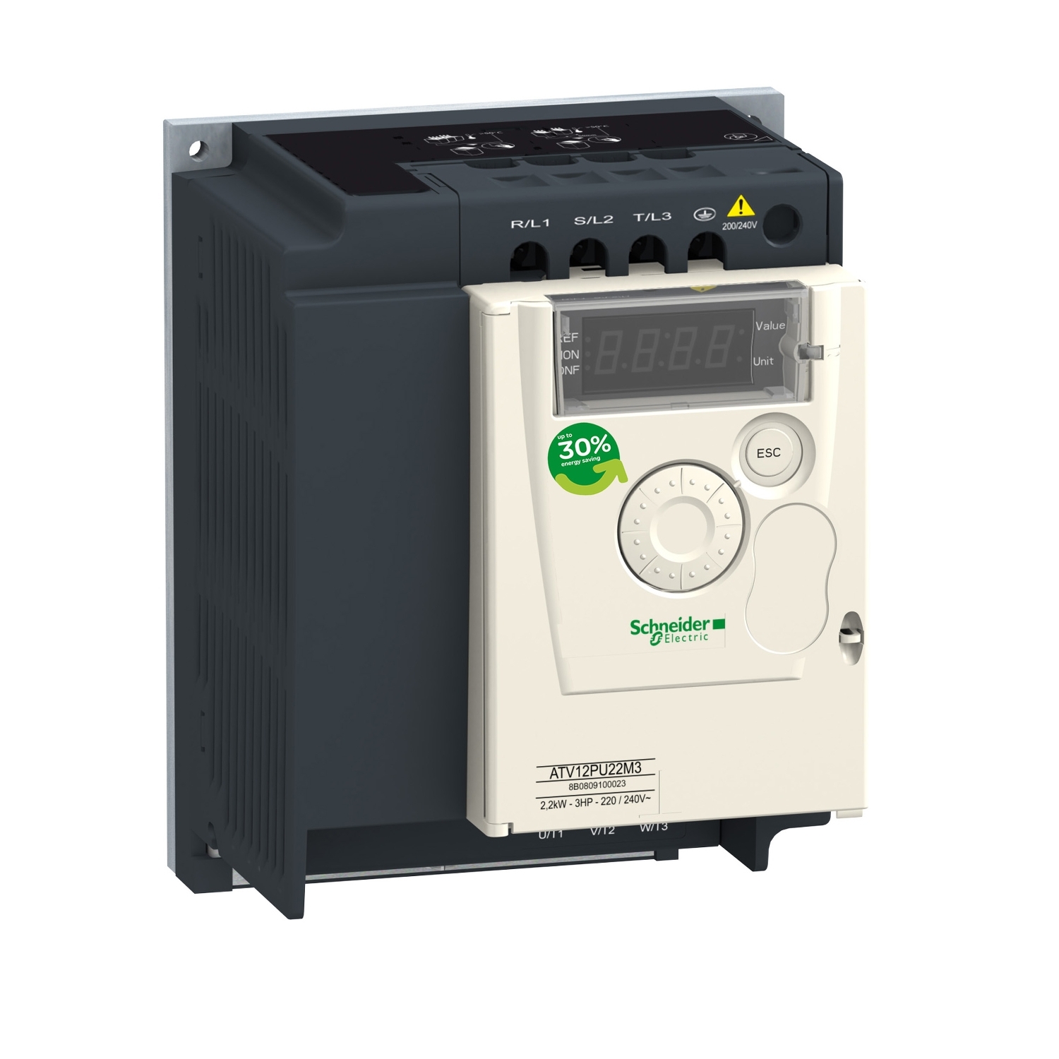 Schneider Electric Schneider Electric ATV12PU15M3 – Variable speed drive, Altivar 12, 1.5kW, 2hp, 200 to 240 V, 3 phases, on base plate