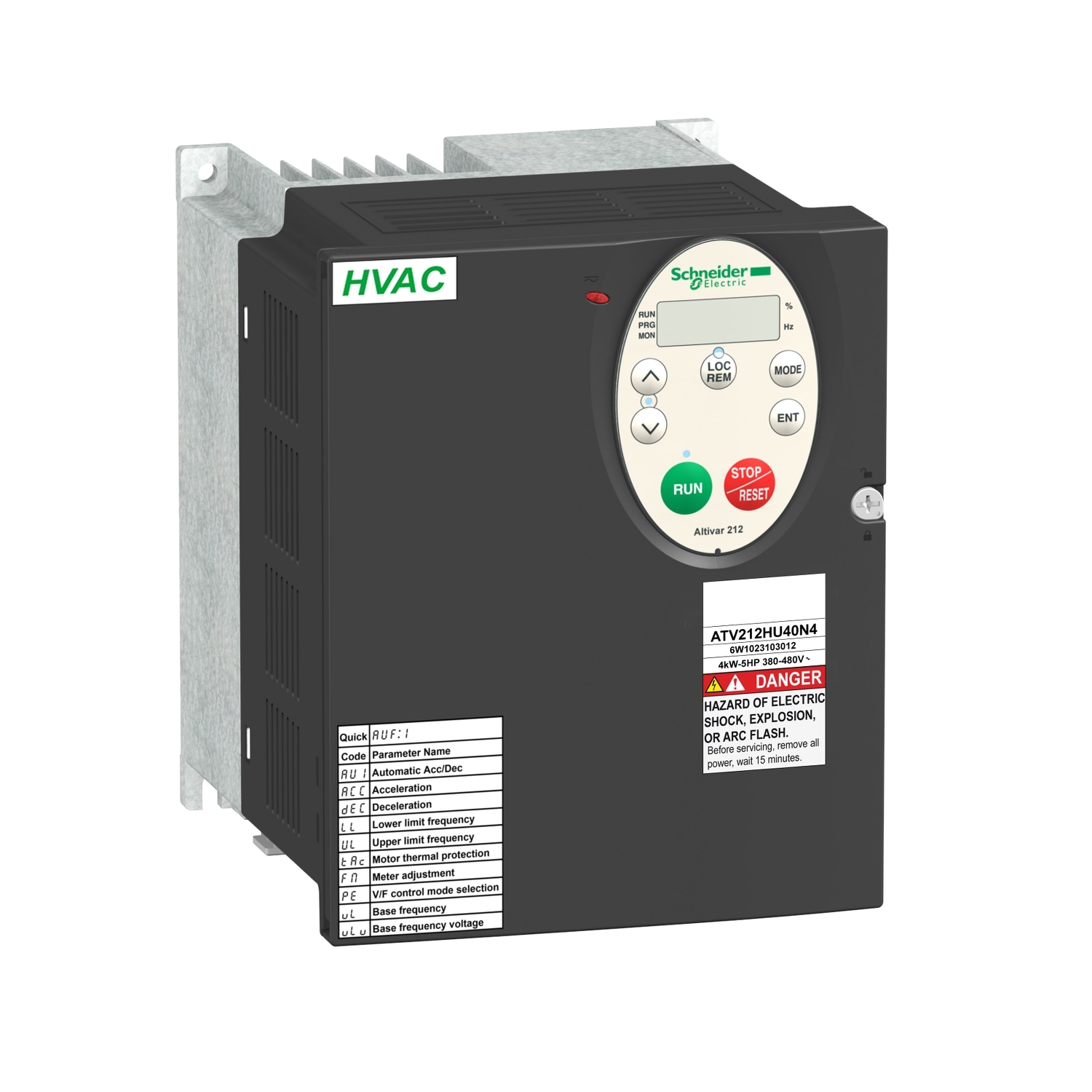 Schneider Electric Schneider Electric ATV212HU55N4 – Variable speed drive, Altivar 212, 5.5kW, 7.5hp, 480 V, 3 phases, with EMC, IP21