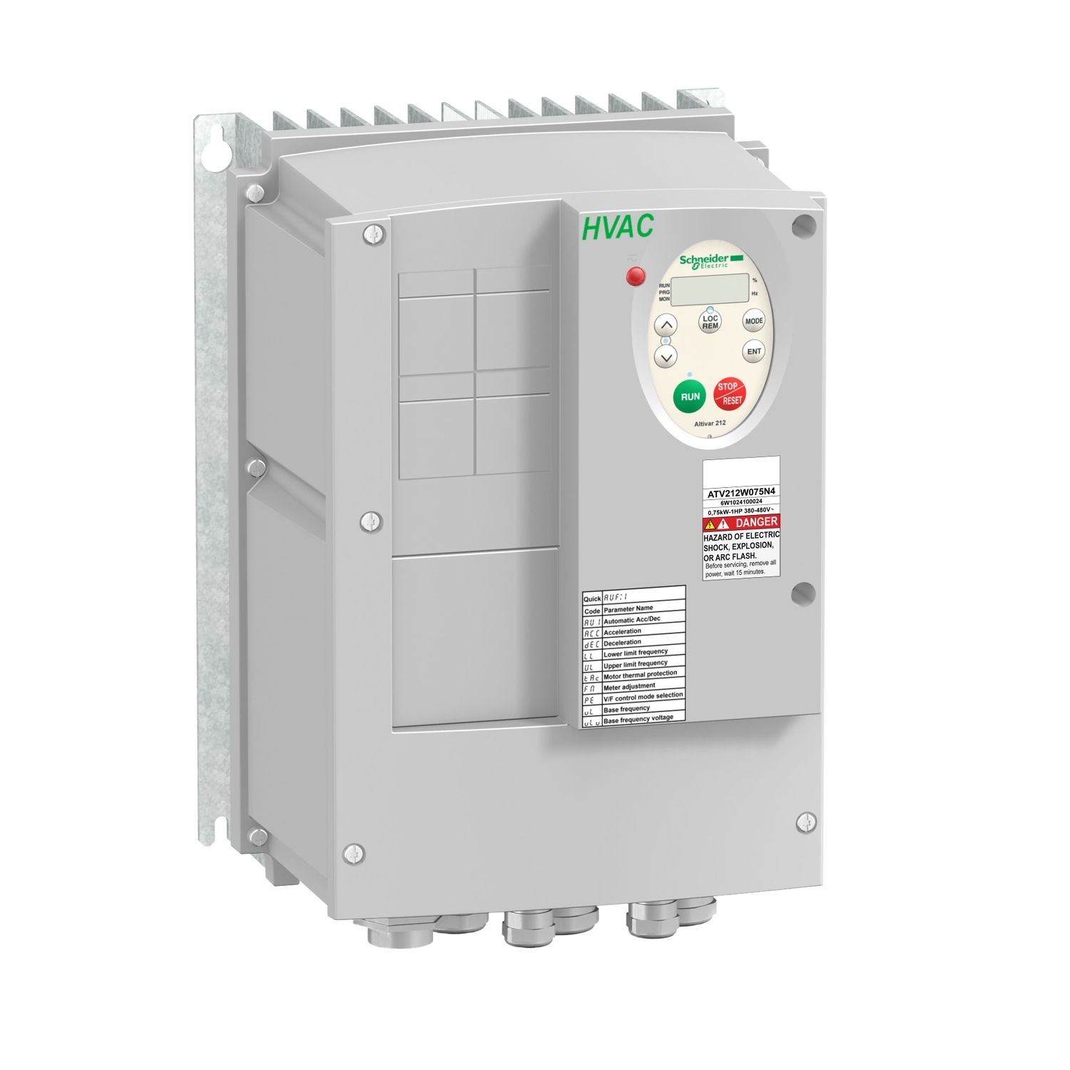 Schneider Electric Schneider Electric ATV212W075N4C – Variable speed drive, Altivar 212, 0.75kW, 1hp, 480 V, 3 phases, with EMC class C1, IP55